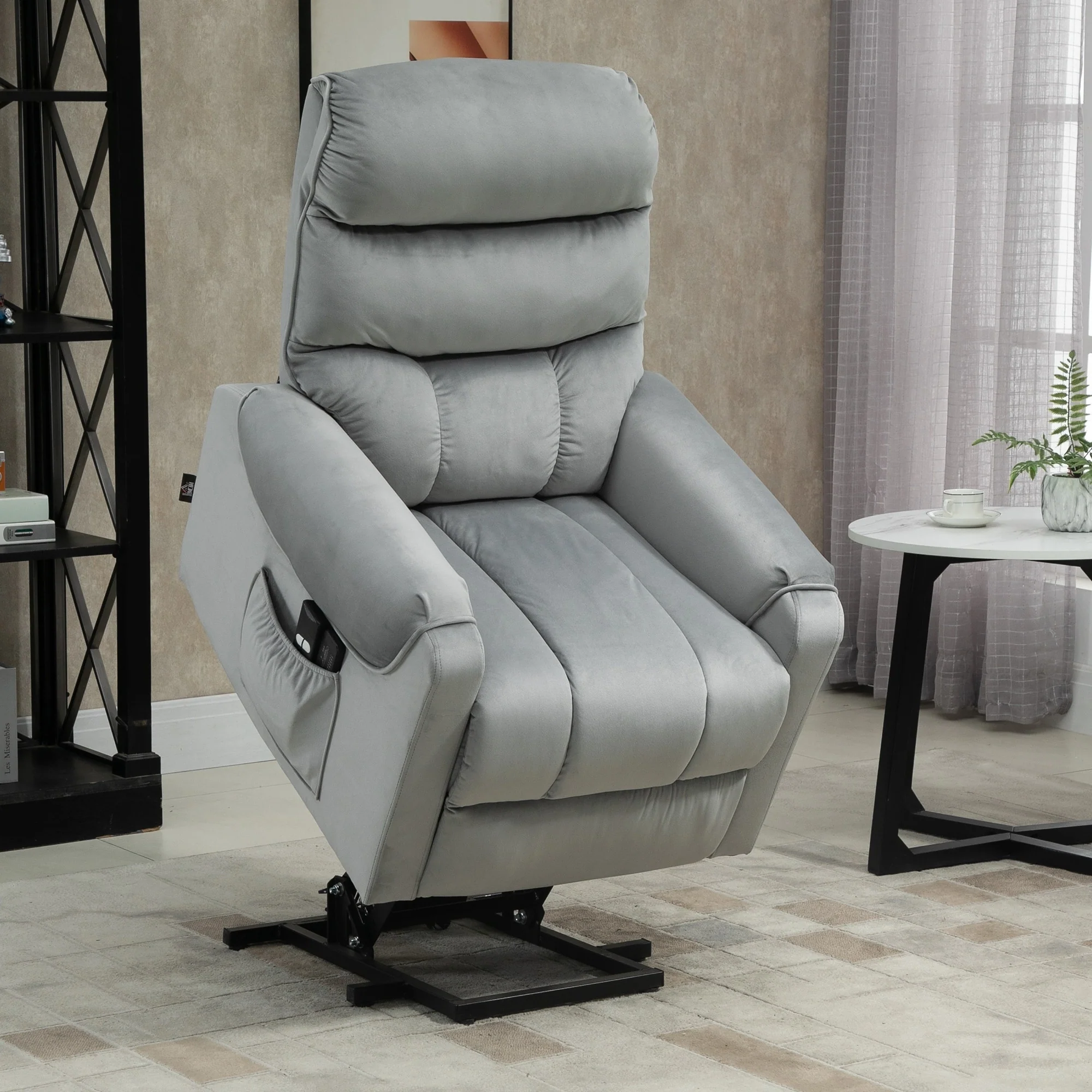 HOMCOM Electric Power Lift Recliner, Upholstered Vibration Massage Chair with Remote Control
