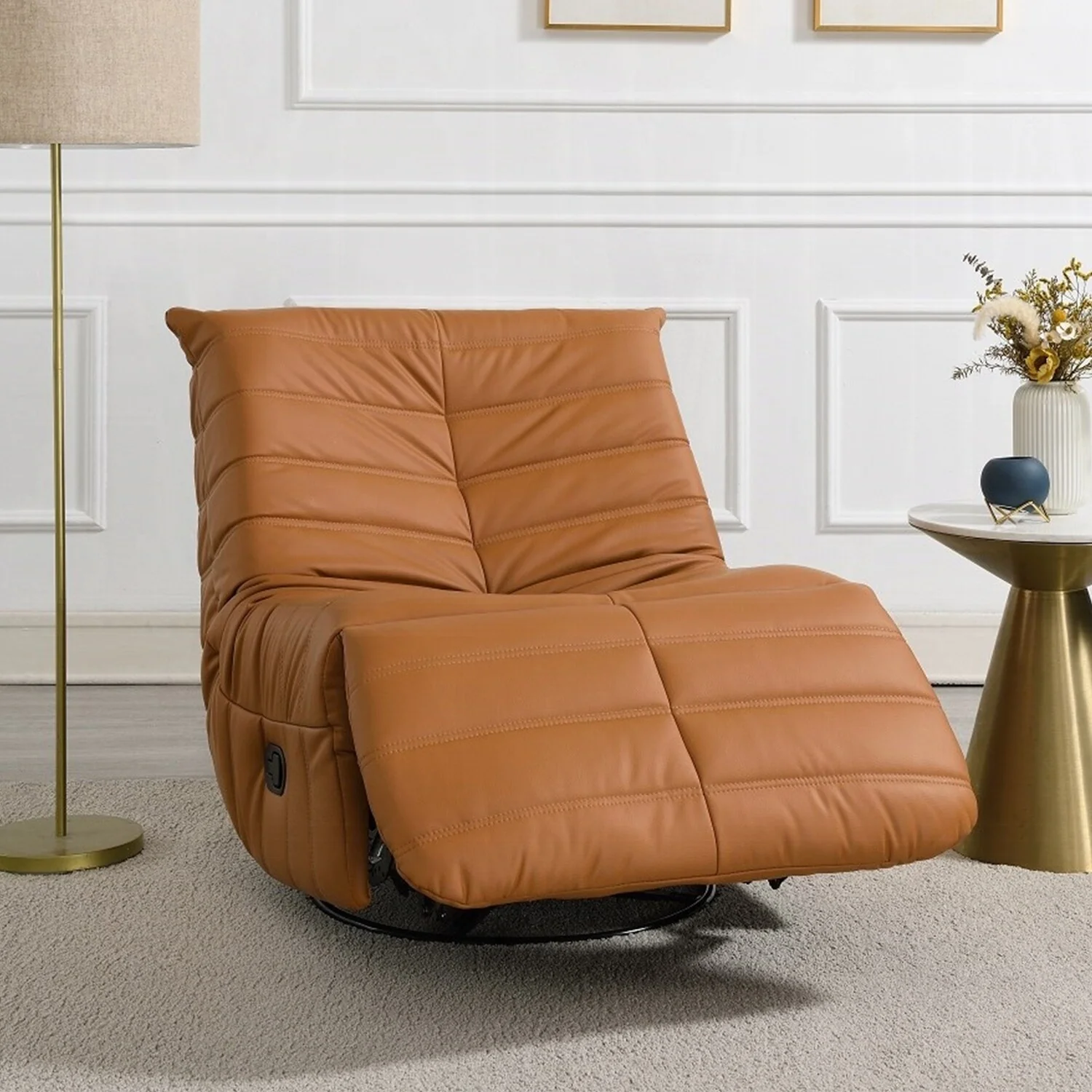 Chenille Upholstered Manual Recliner with Swivel