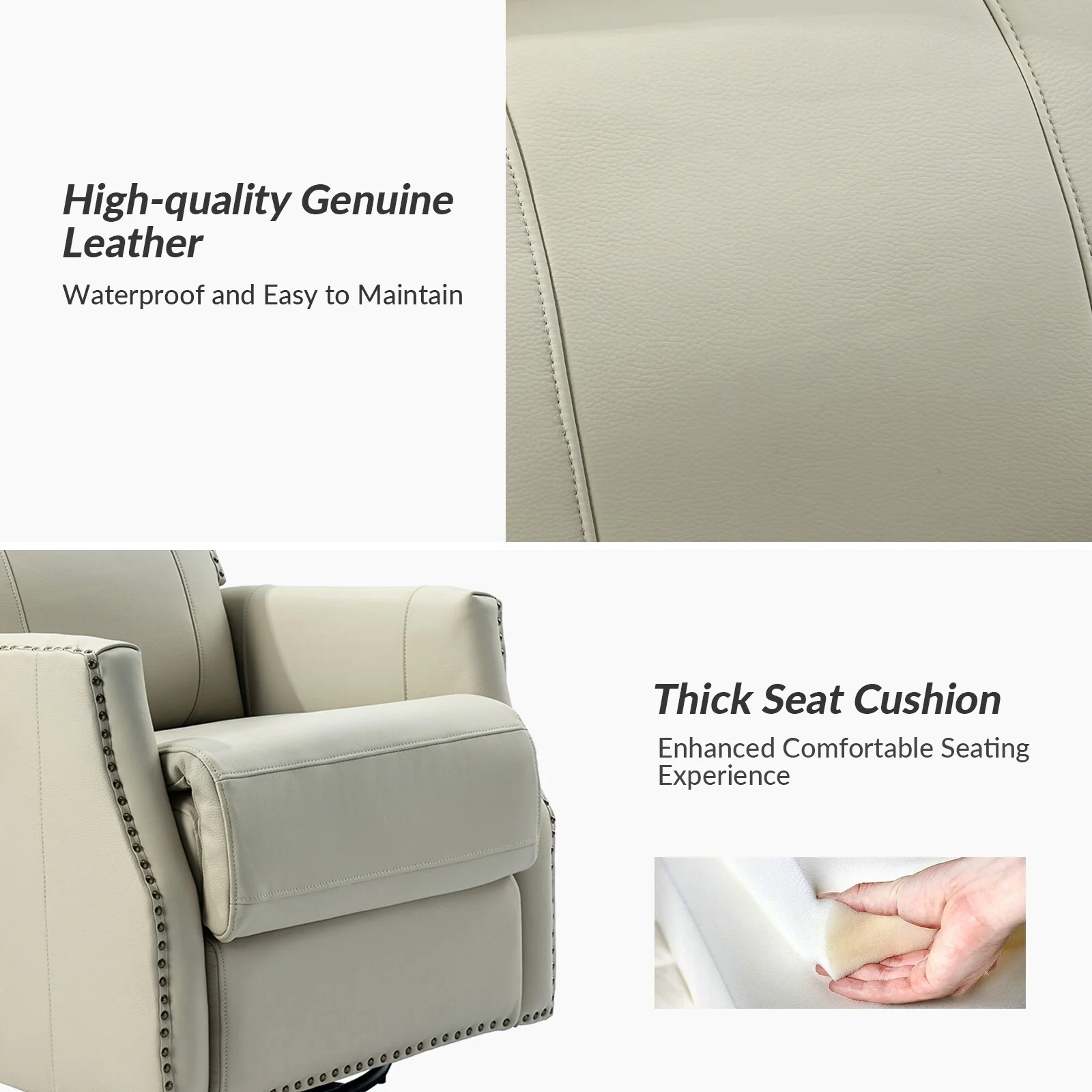 Demeter modern Genuine Leather Swivel Nursery Chair with Nailhead Trims Set of 2 by HULALA HOME