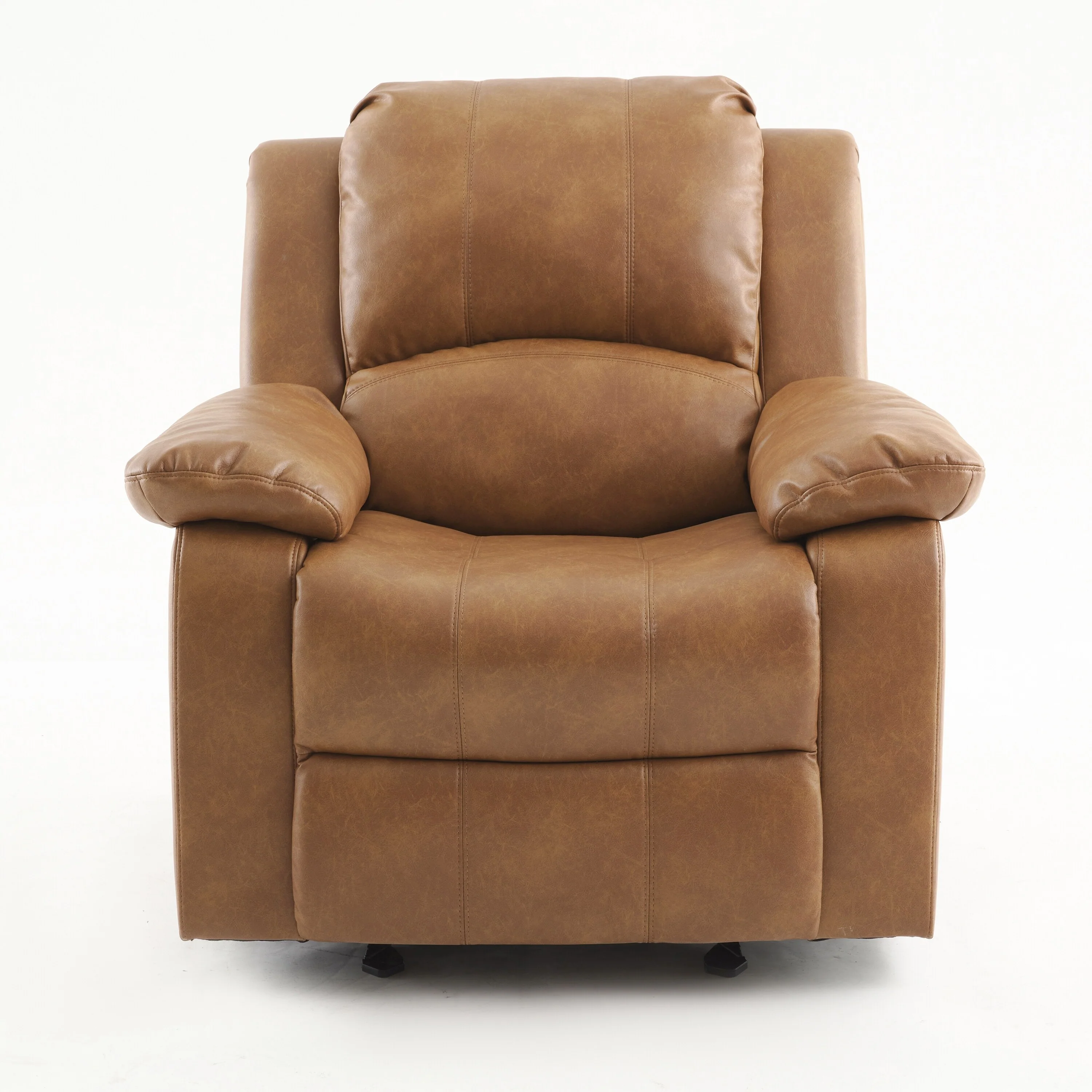 Leather Gel Glider Recliner with Sturdy Wood Frame  Heavy Duty Steel Mechanism