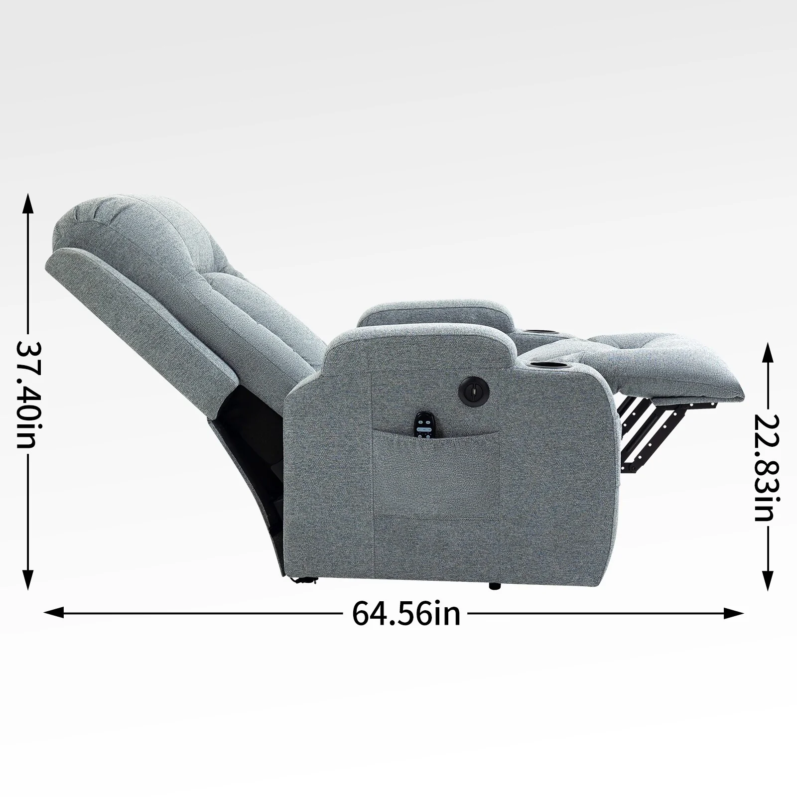 Power Lift Recliner Chair with Massage, Lumbar Heat, USB & Cup Holders