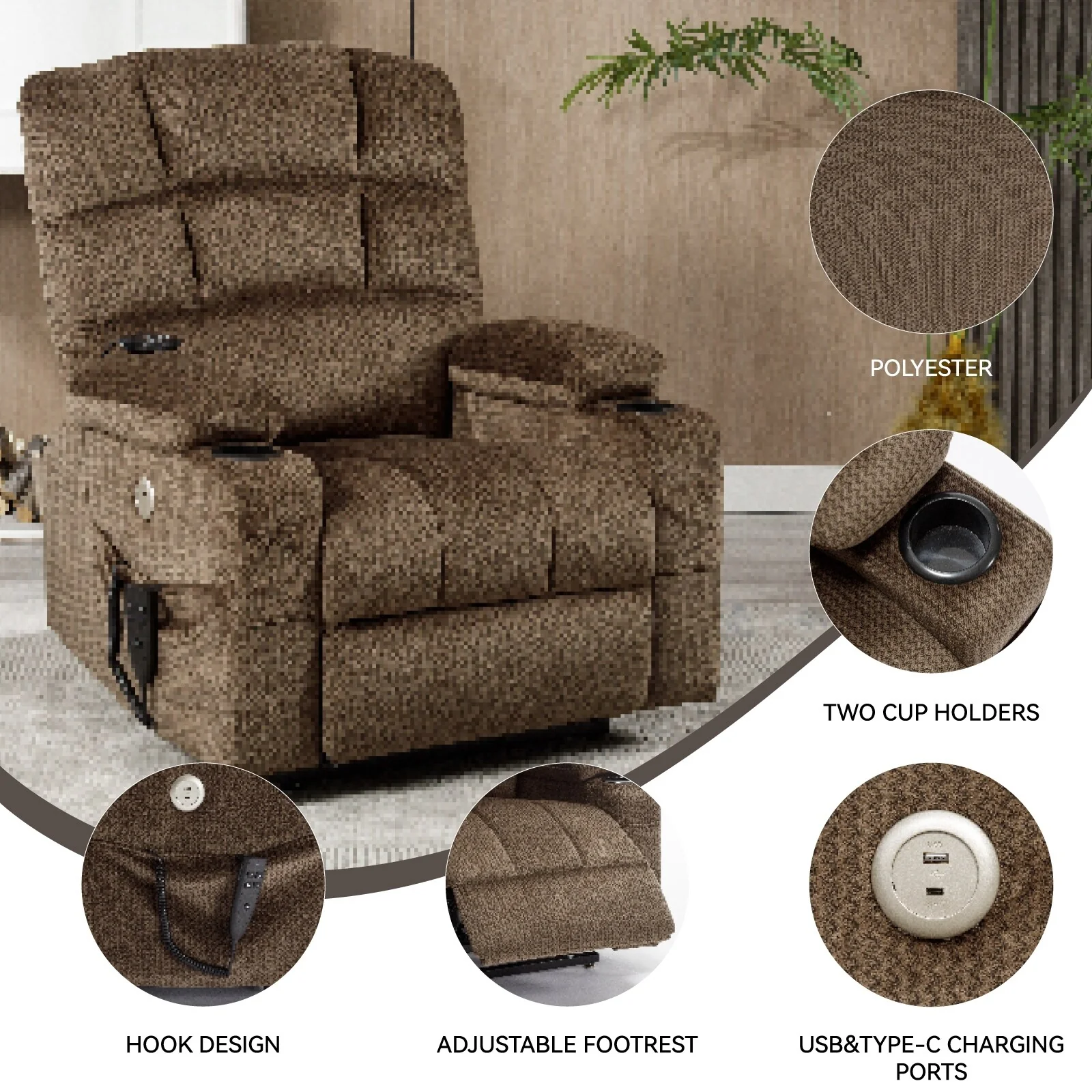 Chenille Power Lift Recliner Chair