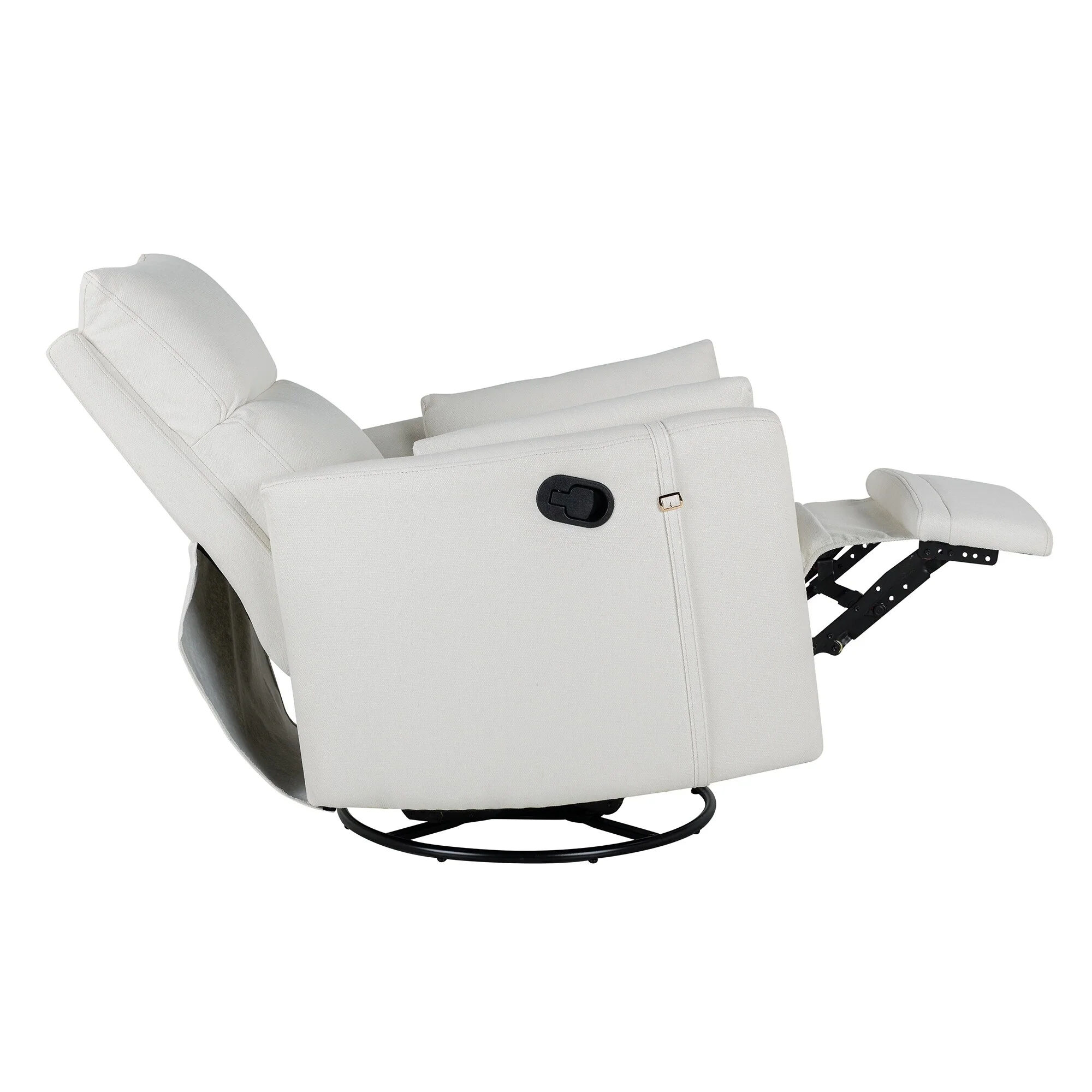 Beige Manual Rocker Recliner featuring 360�� Swivel and Adjustable Backrest, Includes Two Removable Cushions