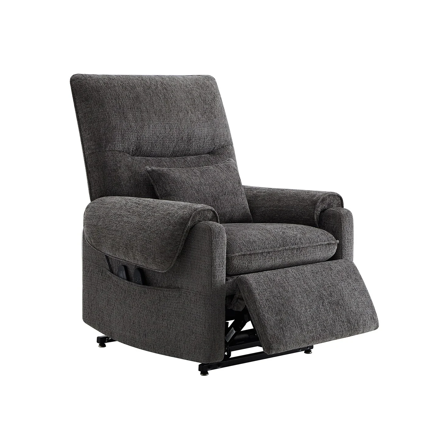 30 Power Lift Assist Recliner Arm Chair Steel Gray Chenille