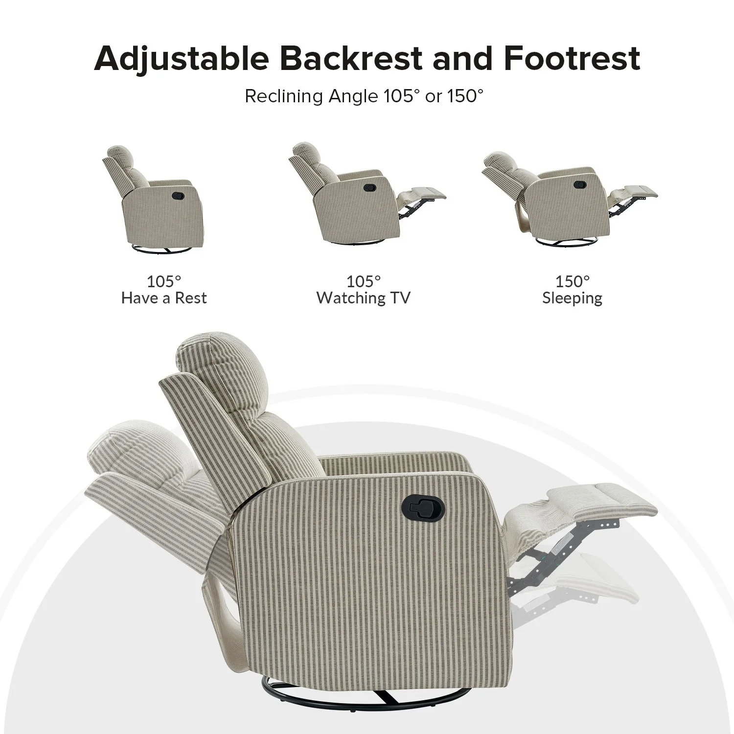 Diana Modern Polyester 360-degree Swivel Rocker Recliner by HULALA HOME