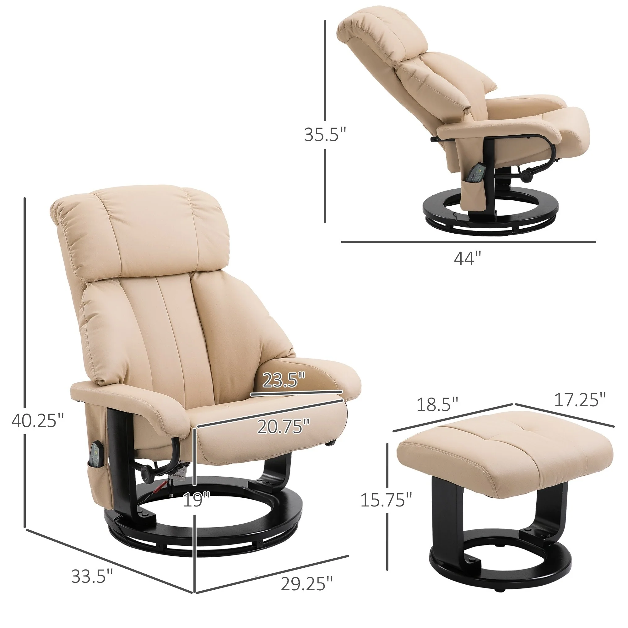 Massage Recliner Chair with Ottoman