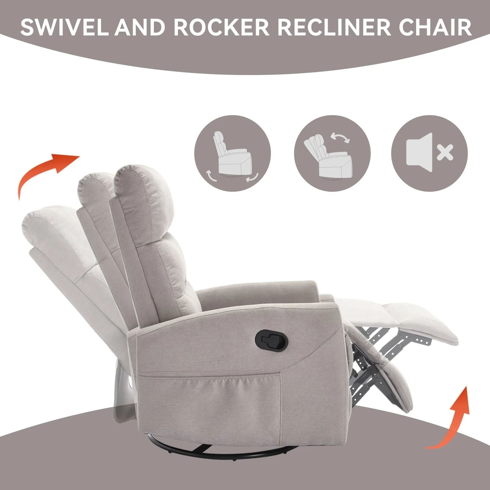 Swivel Rocking Recliner Chair with 155�� Recline & Tool?Free Setup