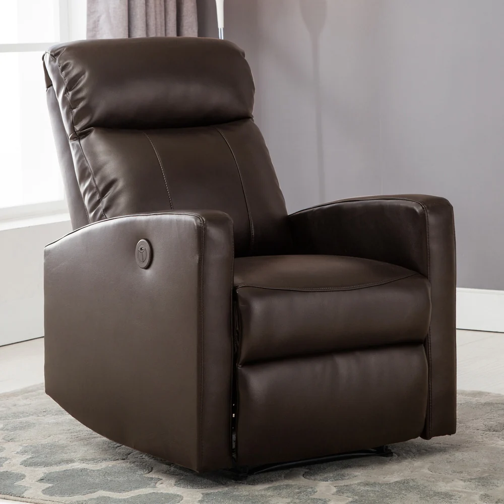 AC Pacific Modern Faux Leather Small Powered Reading Recliner