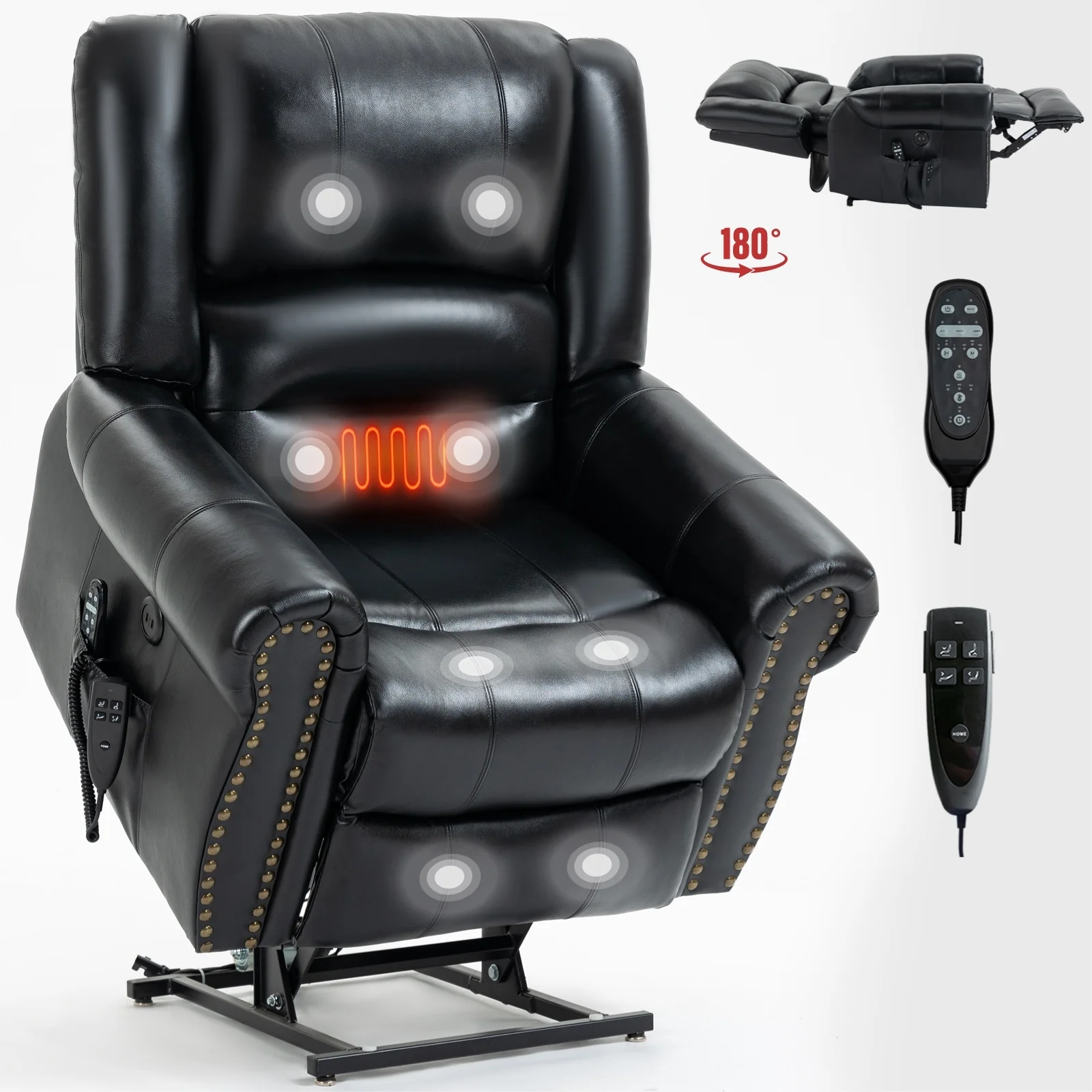 Dual Motor Power Lift Recliner Chair,HeatMassage,Infinite Position,USB