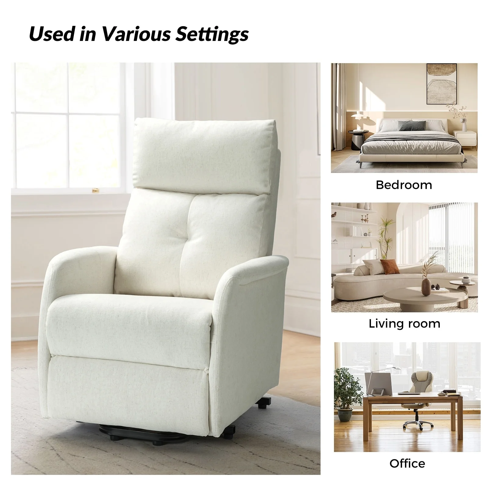 Elisa Power Remote Lift Assist Recliner with Metal Base