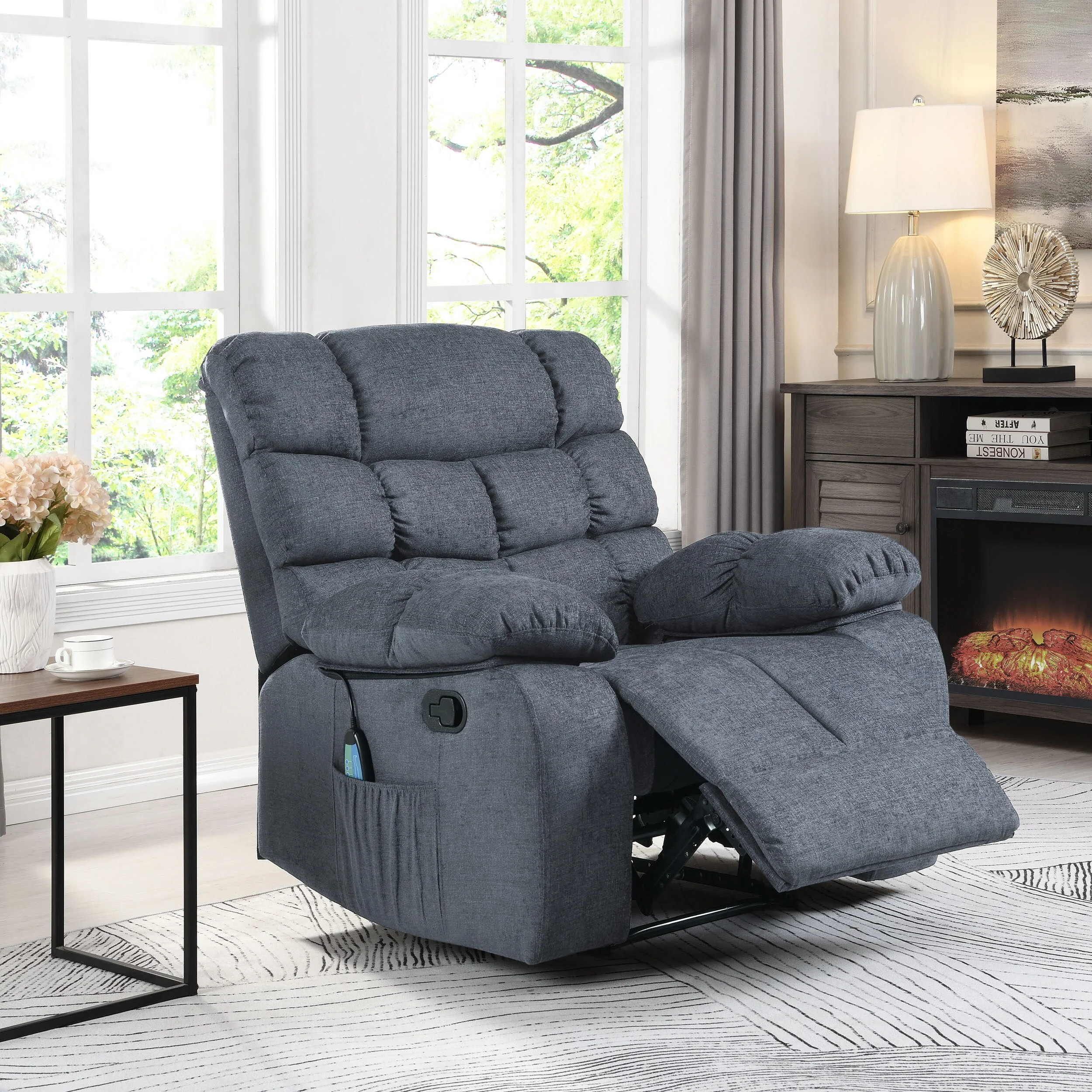 Modern Massage Recliner Chair with Pillow Tufting & Manual Recline