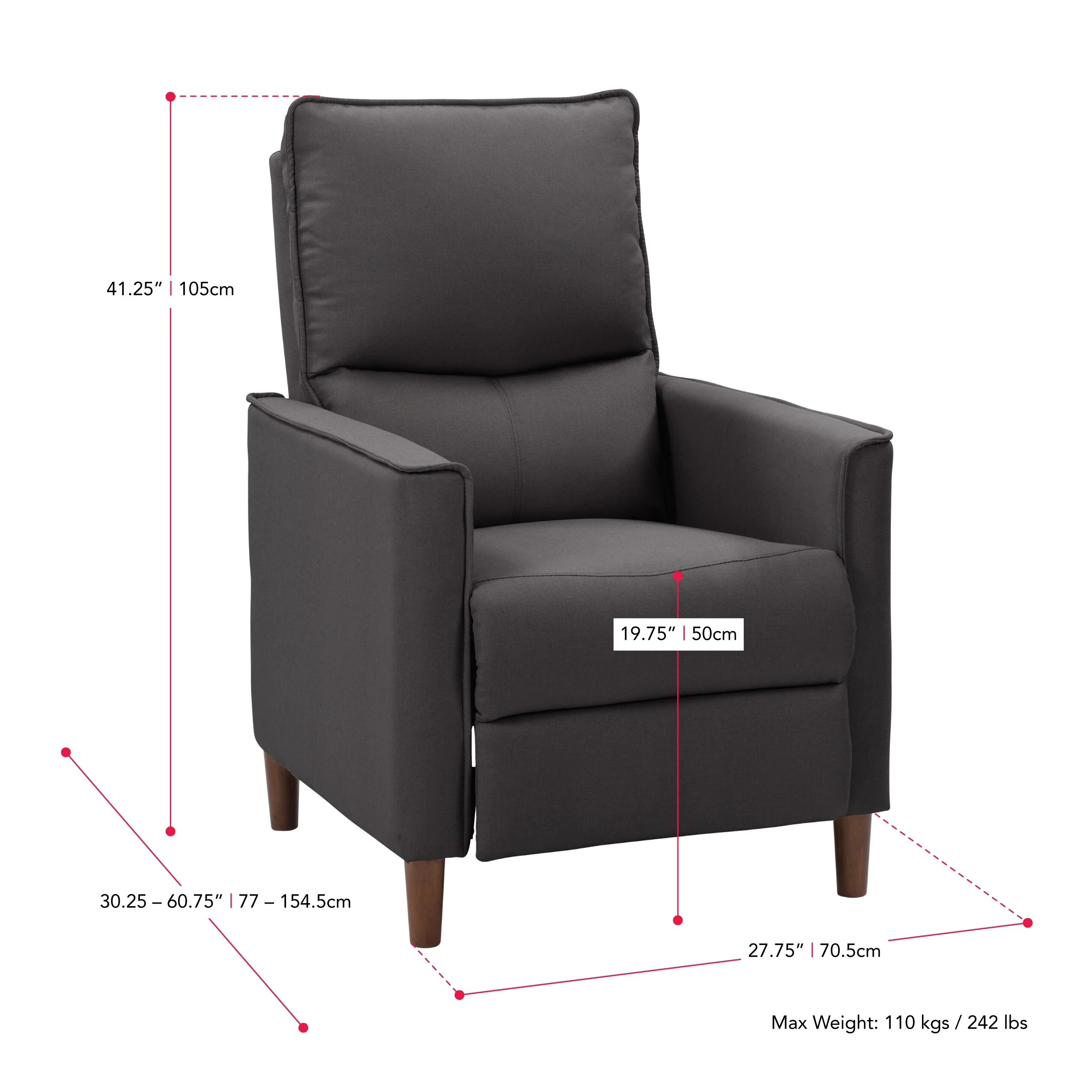 High-Leg Manual Recliner with Footrest