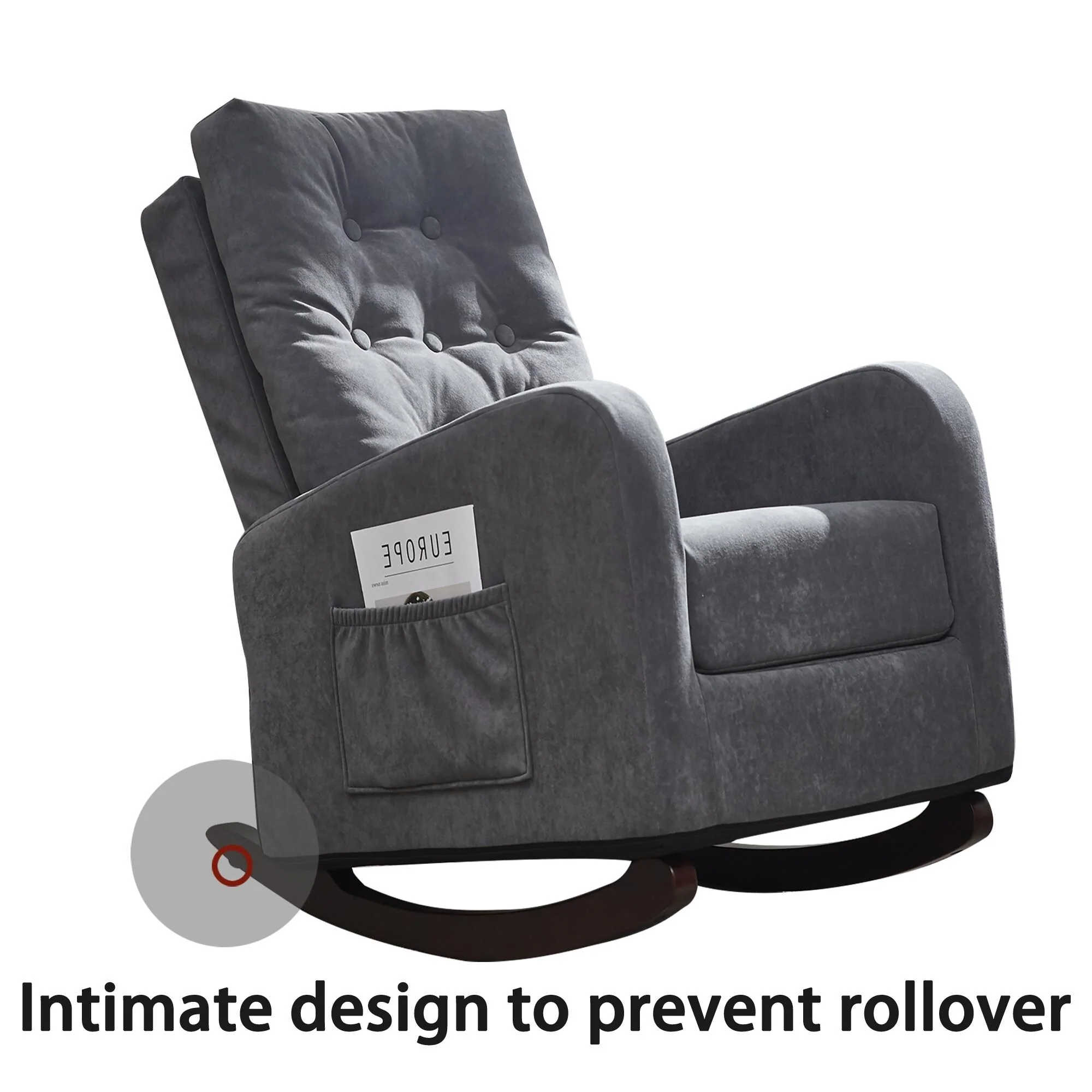 Upholstered Glider Rocking Chair with High Backrest