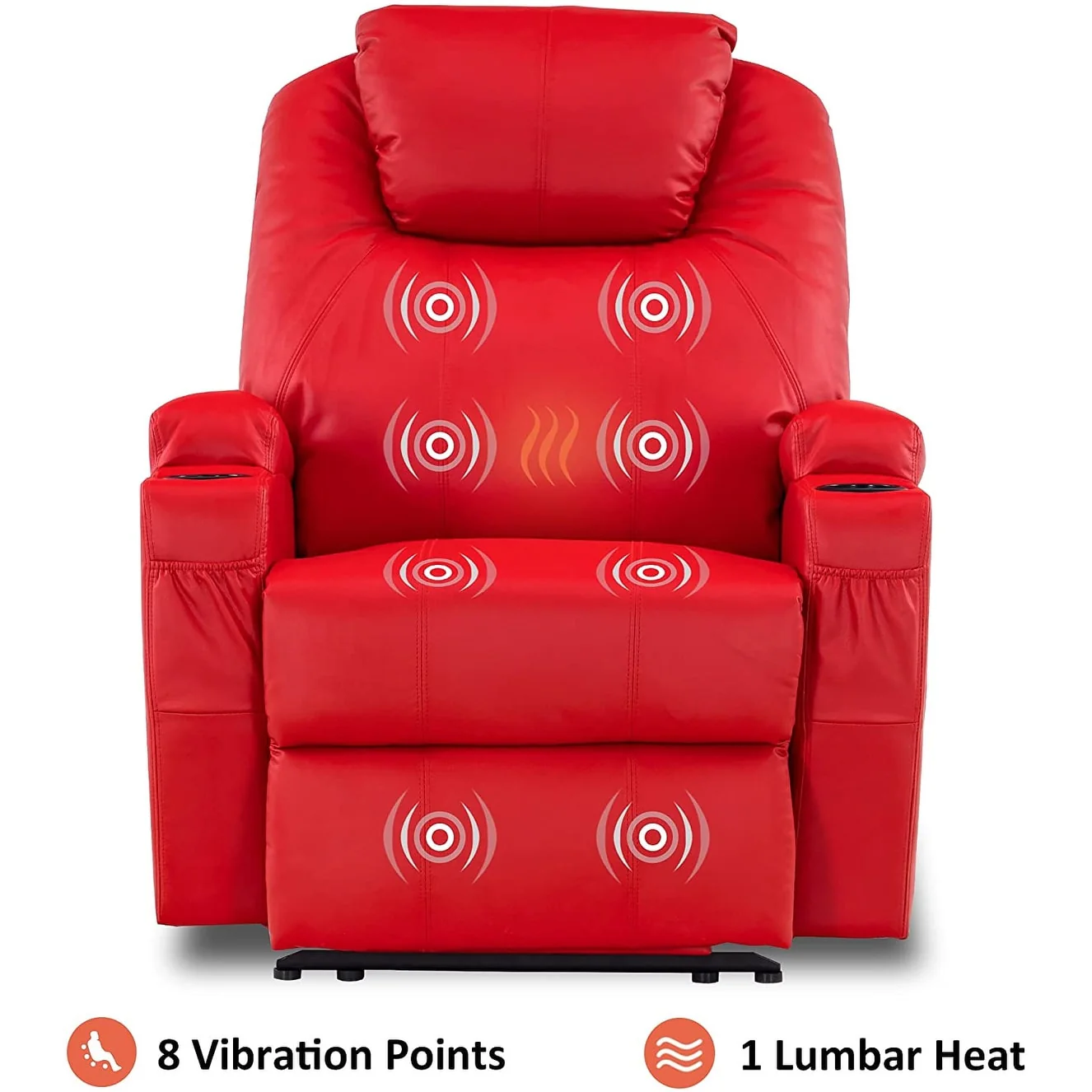 Mcombo Electric Power Recliner Chair with Massage and Heat, Faux Leather 7050