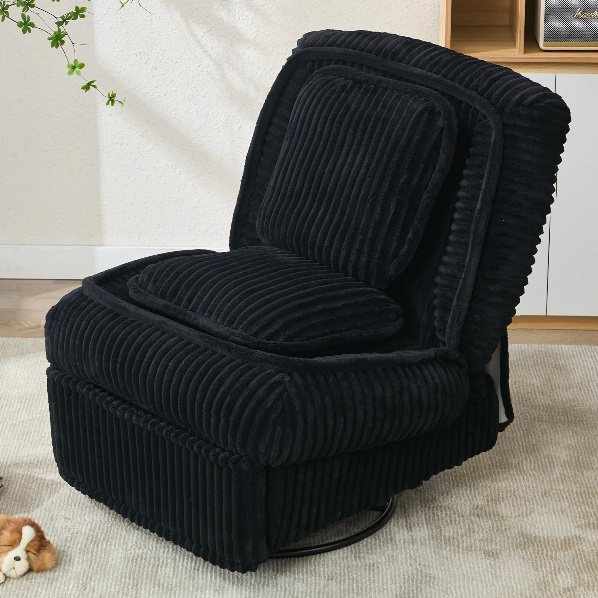 360�� Swivel Rocking Single Sofa,Recliner Sofa, Manual Glider Rocking Armless Chair,Living Room Office