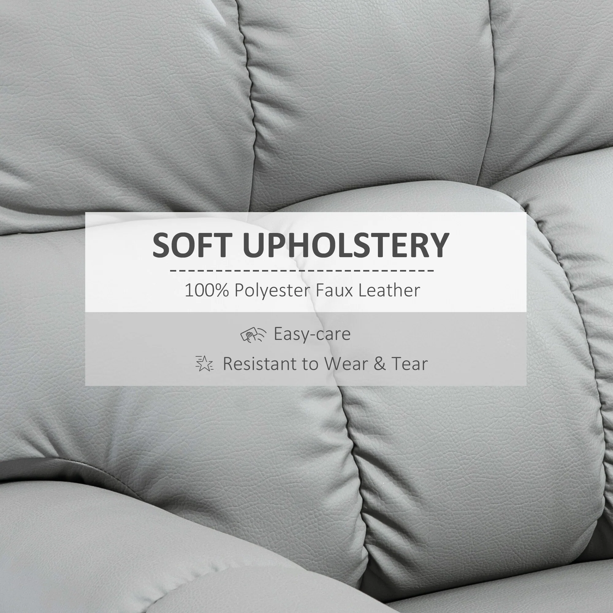 Grey Faux Leather Rocker Recliner with Overstuffed Backrest, 360�� Swivel Base, Manual Recline, and Integrated Footrest