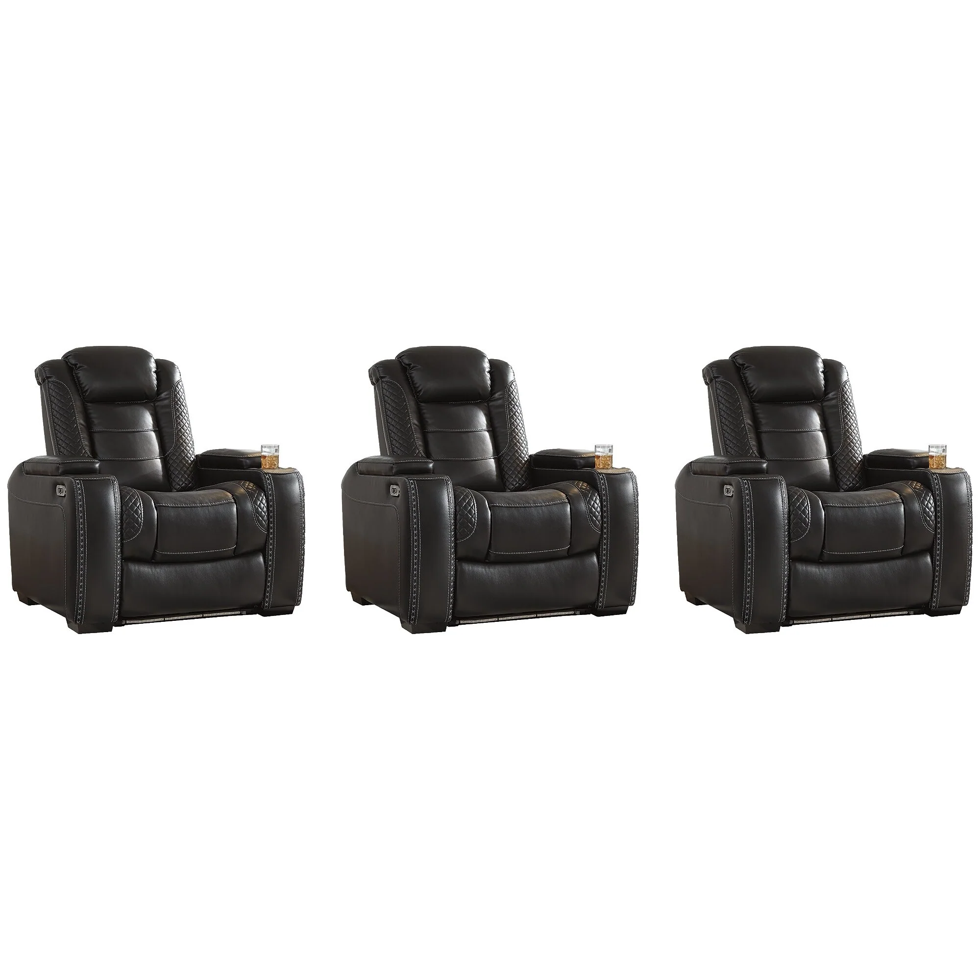 Signature Design by Ashley Party Time Black 3-Piece Home Theater Seating