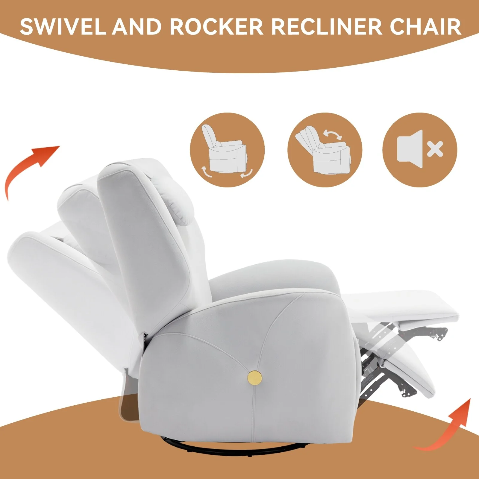 Swivel and Rocker Power Recliner Chair with Lumbar