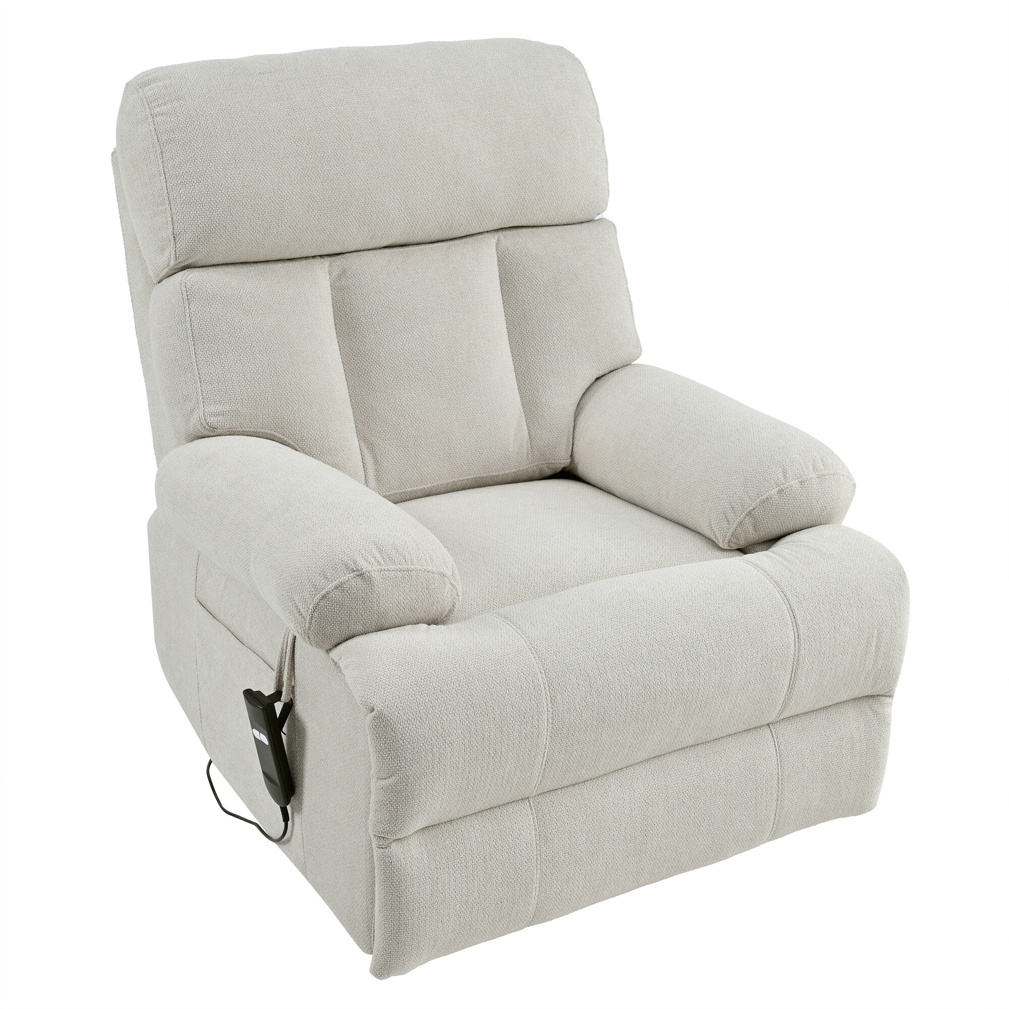 Flannel Power Lift Recliner with Side Pocket