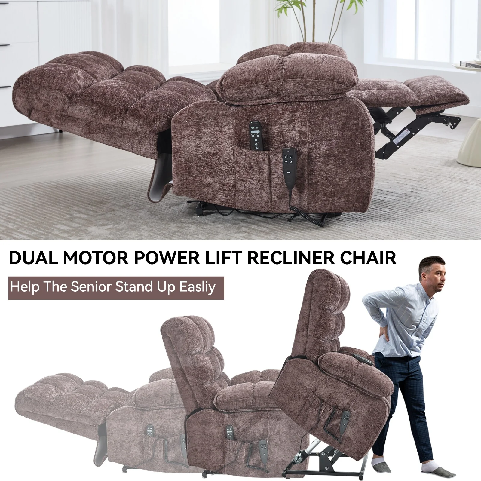 Electric Power Lift Recliners with Power-Remote