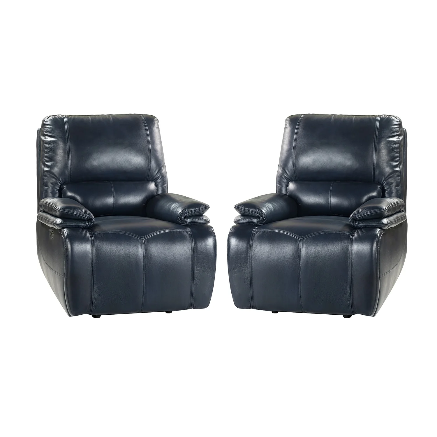 Clara Genuine Leather Power Recliner with Cushion Padded, Set of 2