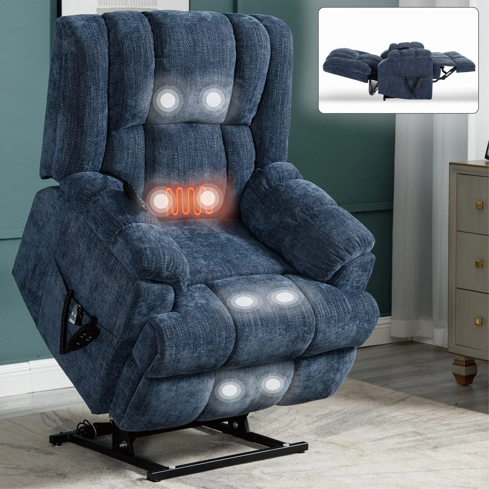 Dual Motor Power Lift Recliner Chair with Heat Massage,Infinite Position