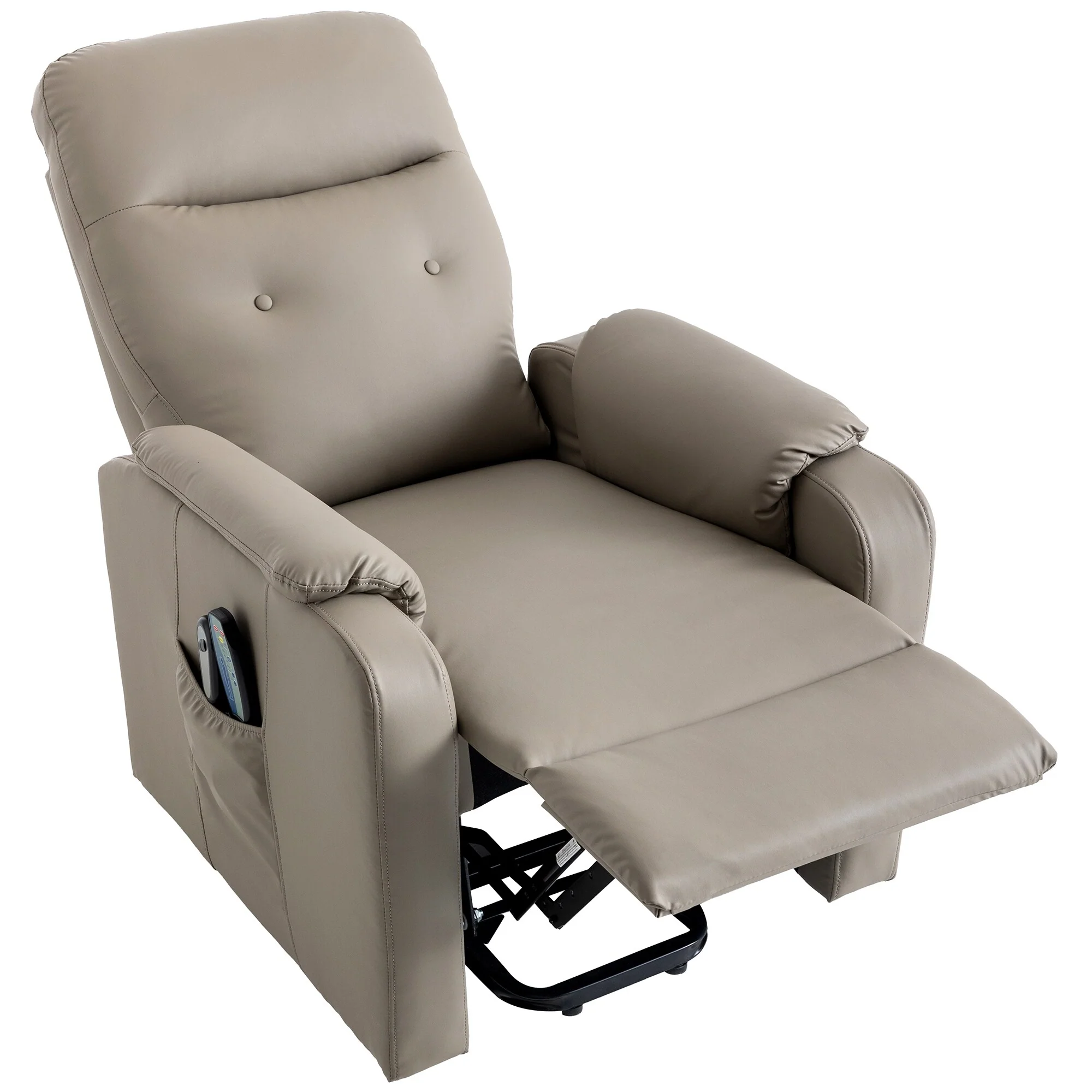 Blue Power Lift Recliner featuring Massage, Heating Function, Adjustable Settings, and Convenient Side Pocket