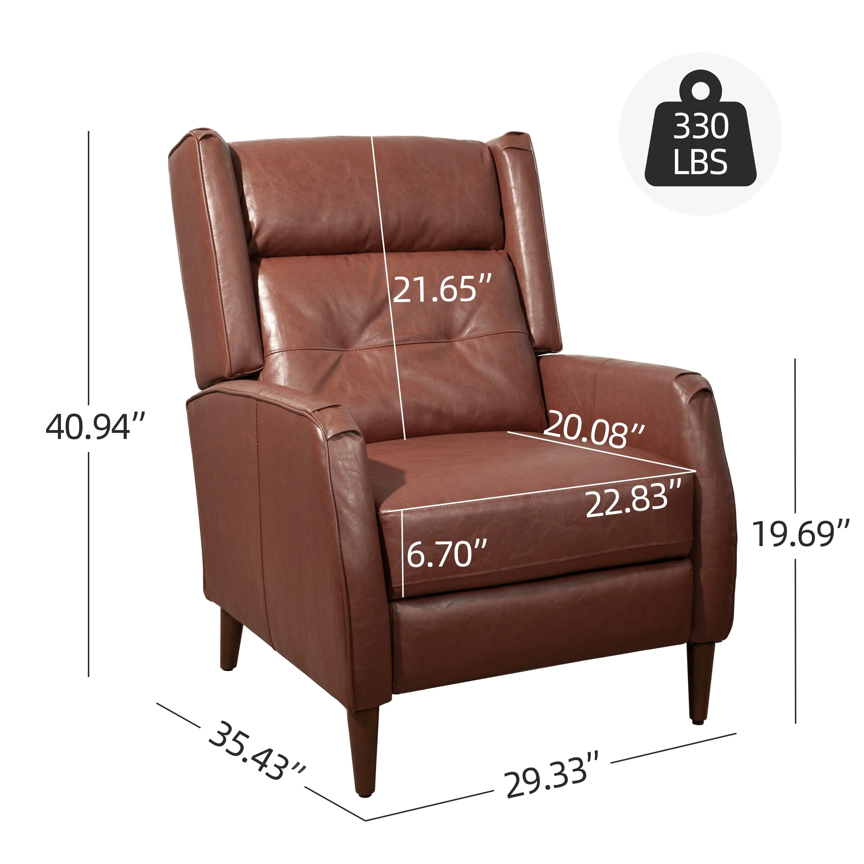 Art Leon Mid-century Modern Recliner, Lounge Chair with Wood Frame