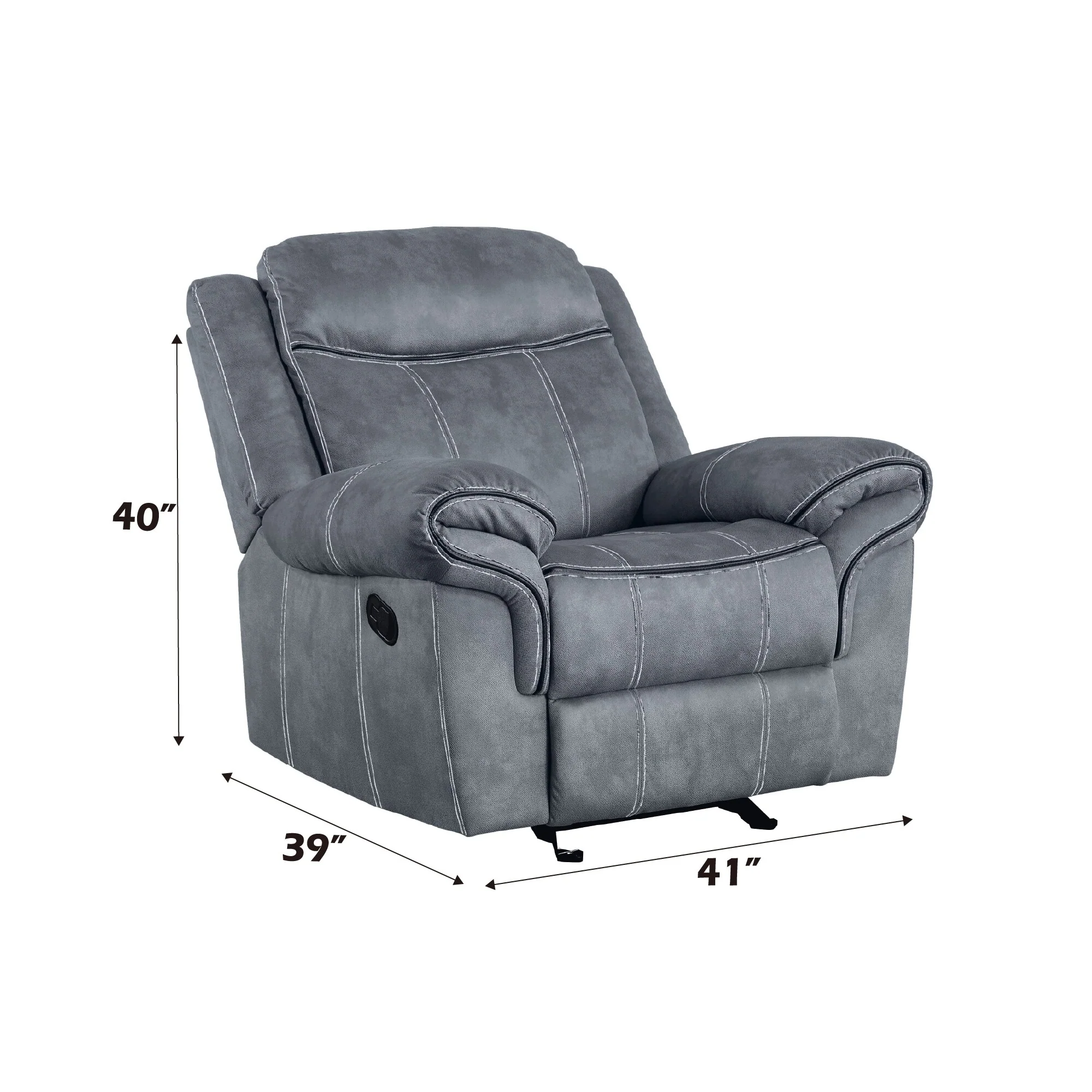 Two Tone Gray Velvet Glider Recliner