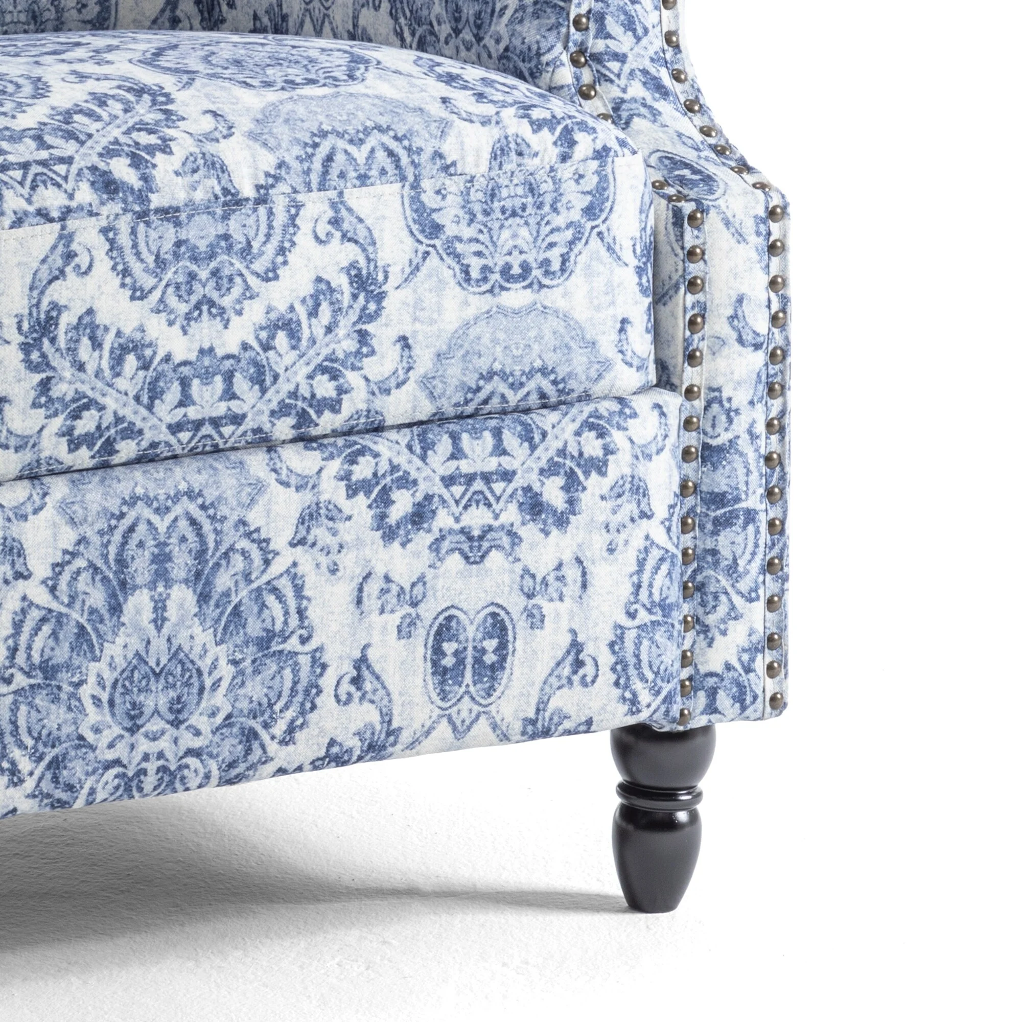 Linen Manual Upholstered Recliner with Wood Legs