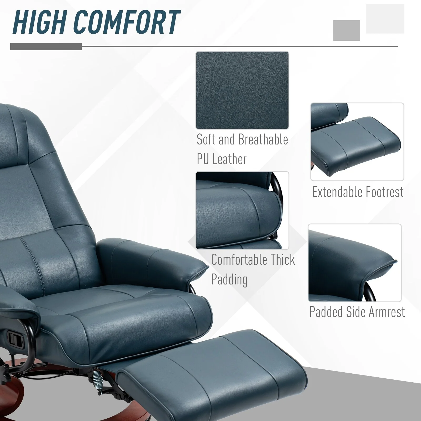 Manual Recliner with Swivel Wood Base