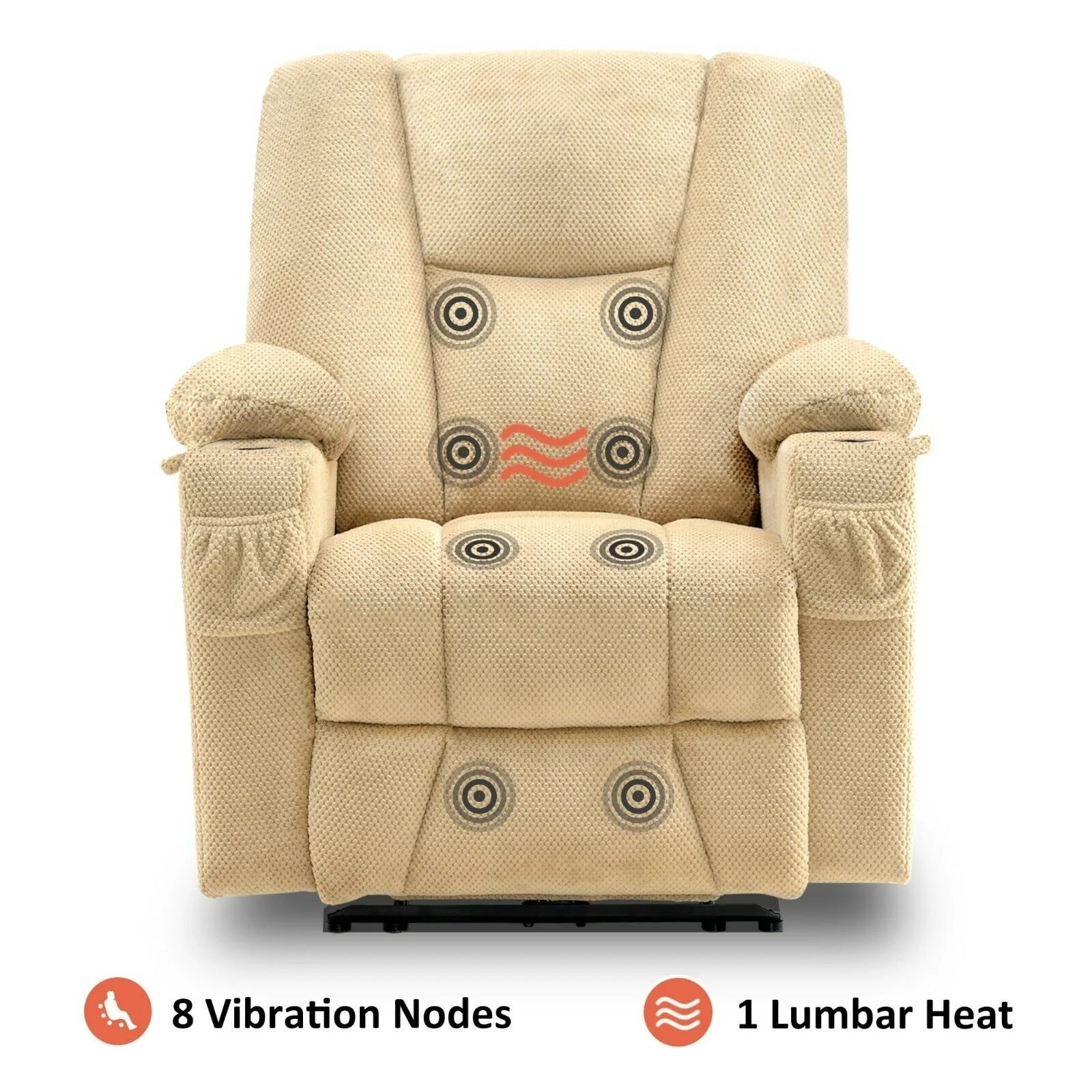MCombo Electric Power?Recliner Chair with Massage  Heat, Plush Fabric 8015