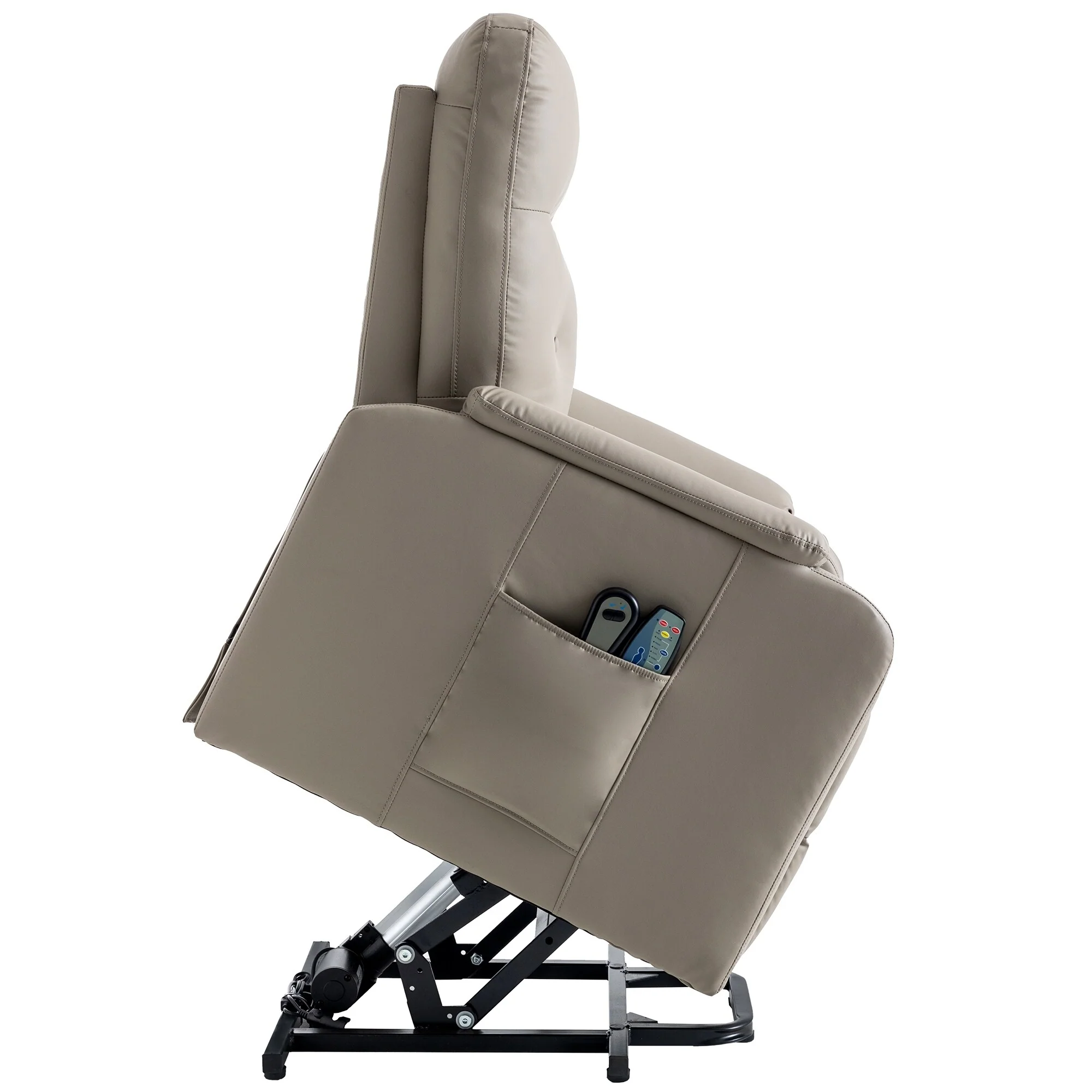Blue Power Lift Recliner with Massage, Heat, and Side Pocket