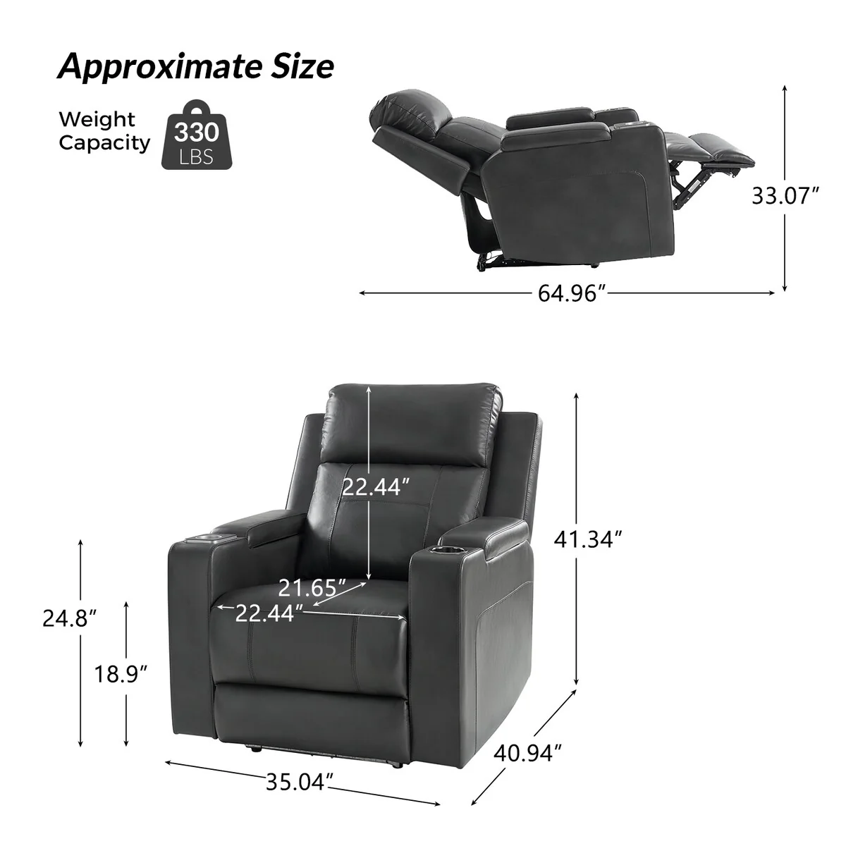 Marion Classic 35.5 Wide Power Recliner with Cup Holder by HULALA HOME