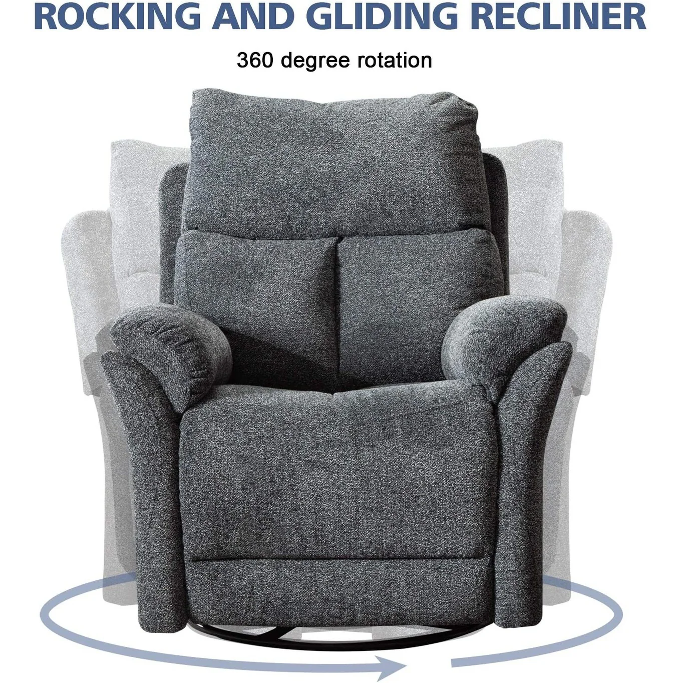 Fabric Overstuffed Swivel Rocker Manual Recliner Chair