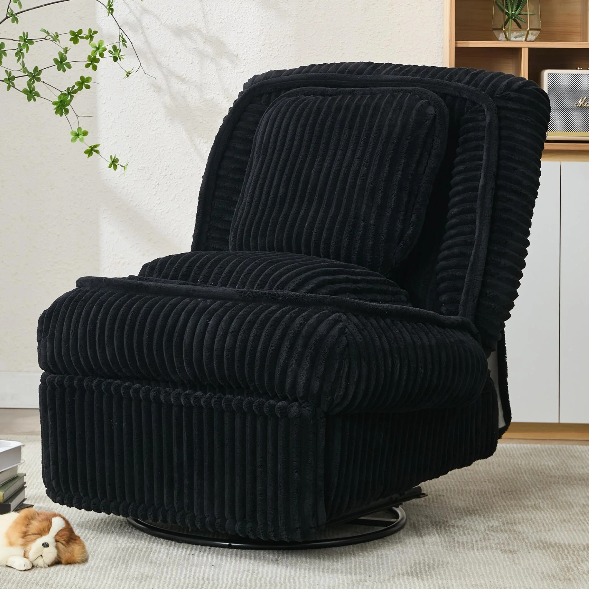 360�� Swivel Rocking Single Sofa,Recliner Sofa, Manual Glider Rocking Armless Chair,Living Room Office