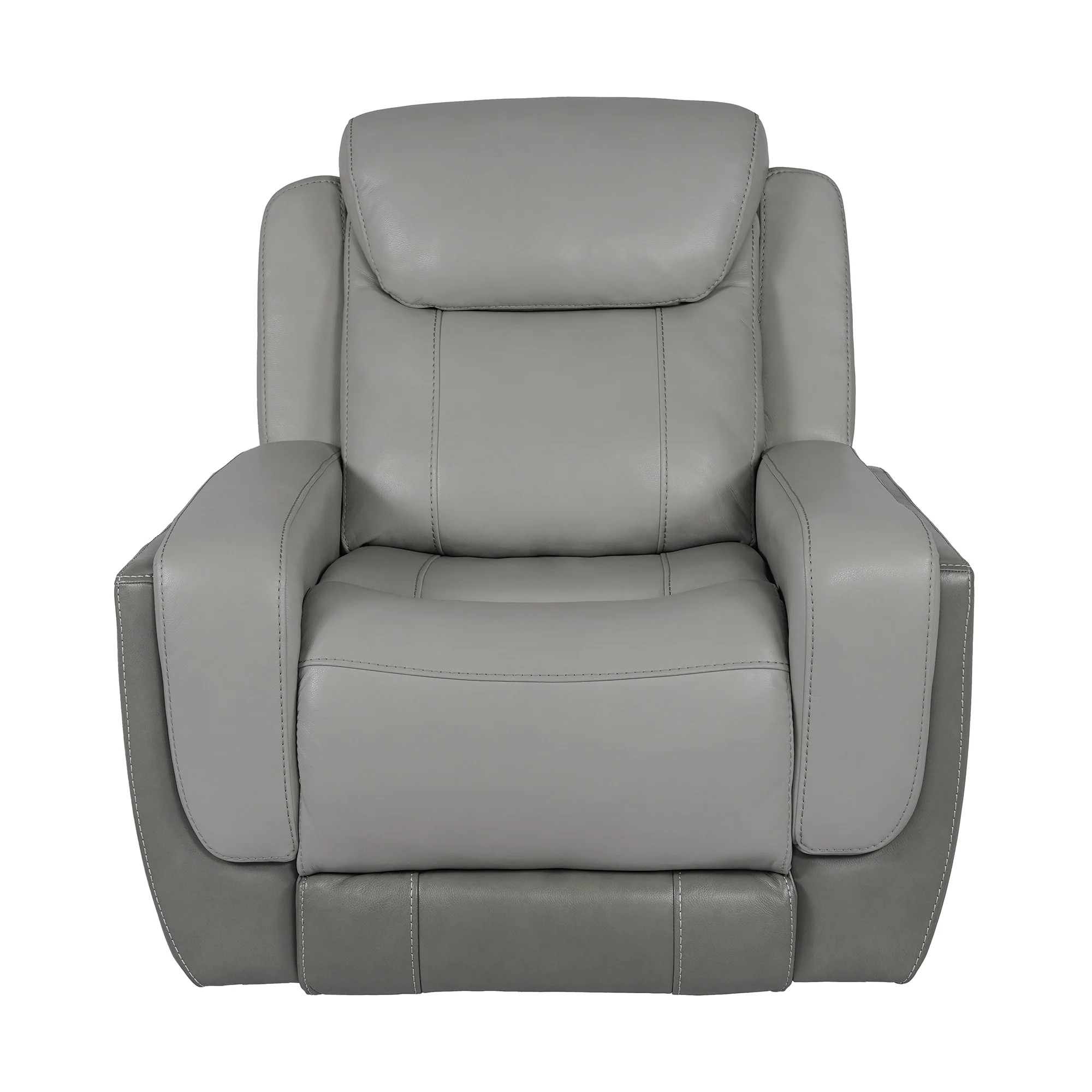 Rosalyn Zero Gravity Silver and Gray Leather Power Recliner with Power Headrest