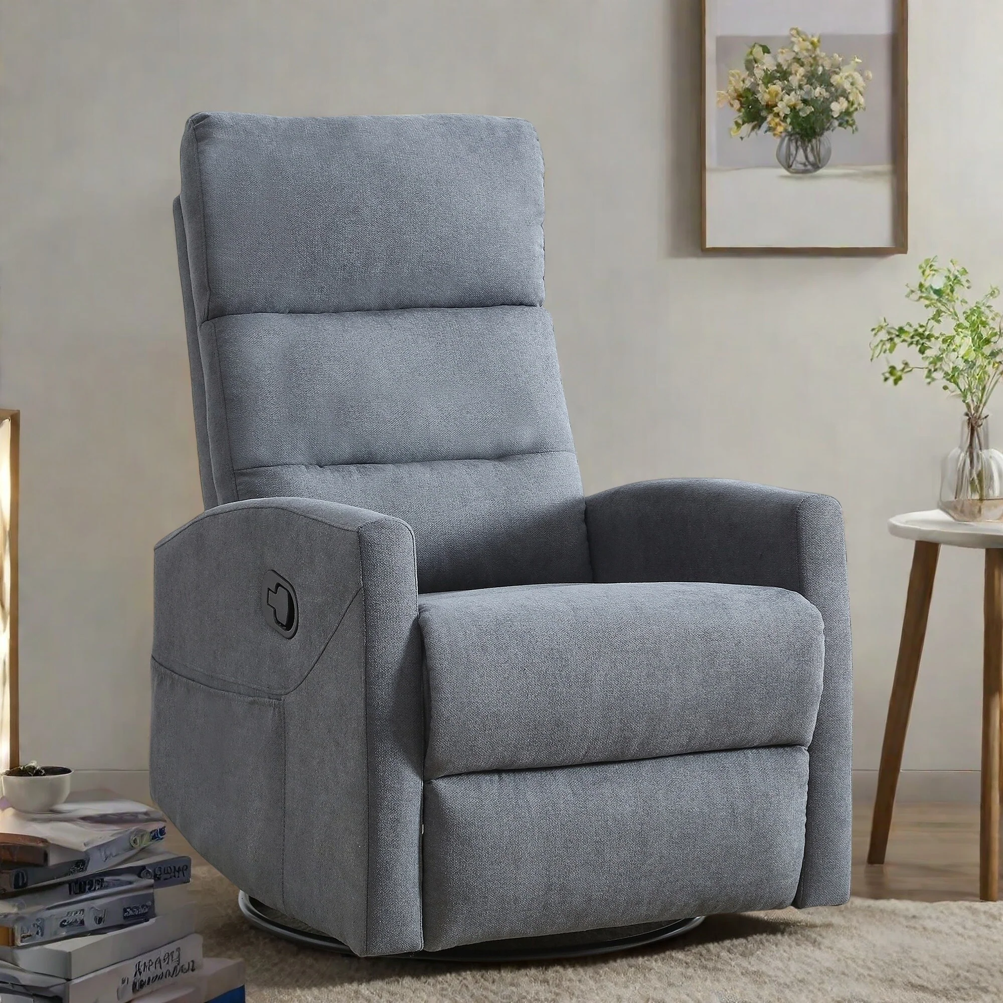 Swivel Rocking Recliner Chair with 155�� Recline and Tool-Free Assembly