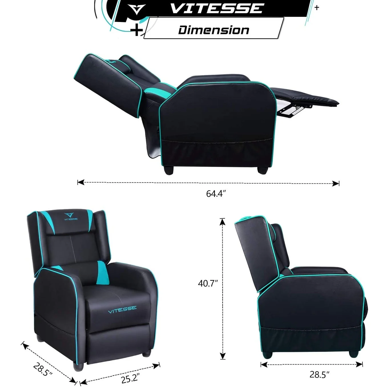BOSSIN Gaming Recliner Chair Racing Style High Back Chair Living Room Recliners Theater Seating