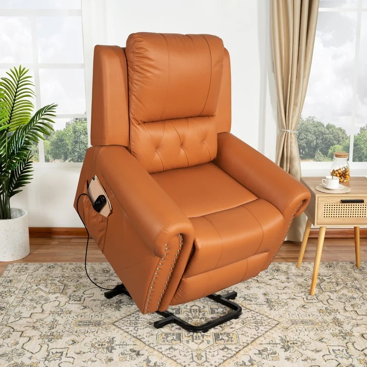 Air Leather Premium Studded Power Lift Recliner Chair with Footrest Reclining Chair with Remote Control