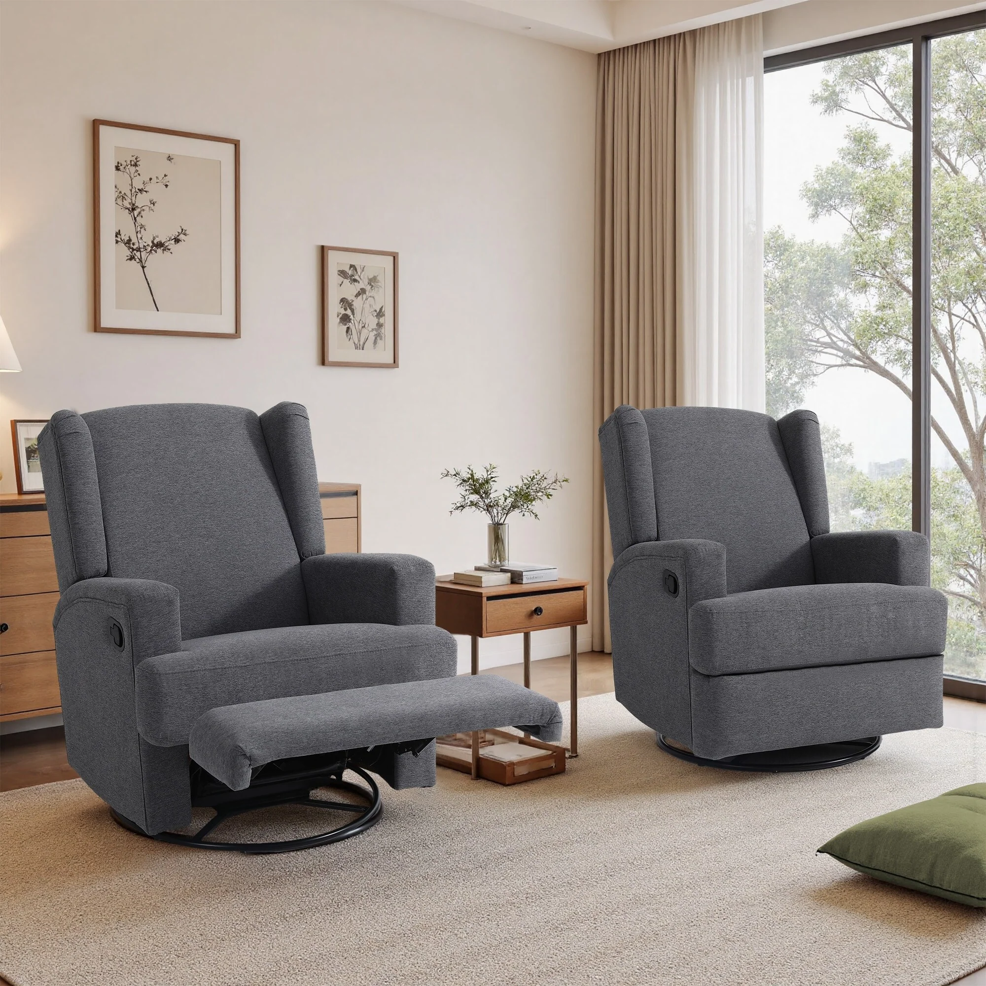 31'' W Manual Glider Swivel Glider Rocker Recliner Nursery Set of 2