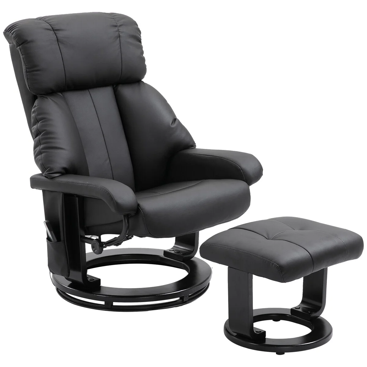 Massage Recliner in PU Leather with Footstool and 360? Swivel Function