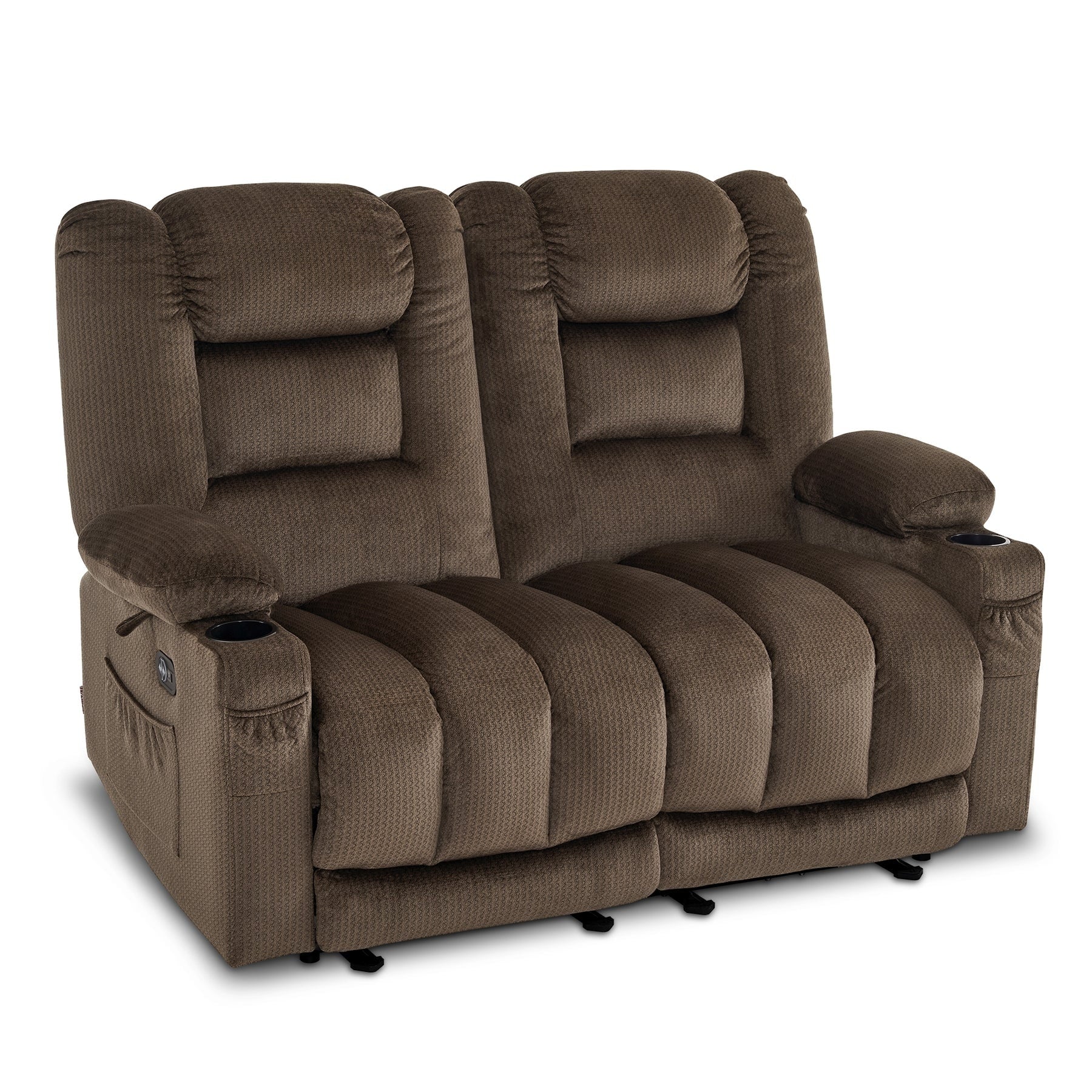 MCombo Power Reclining Loveseat Sofa with Heat and Massage, Fabric PR648