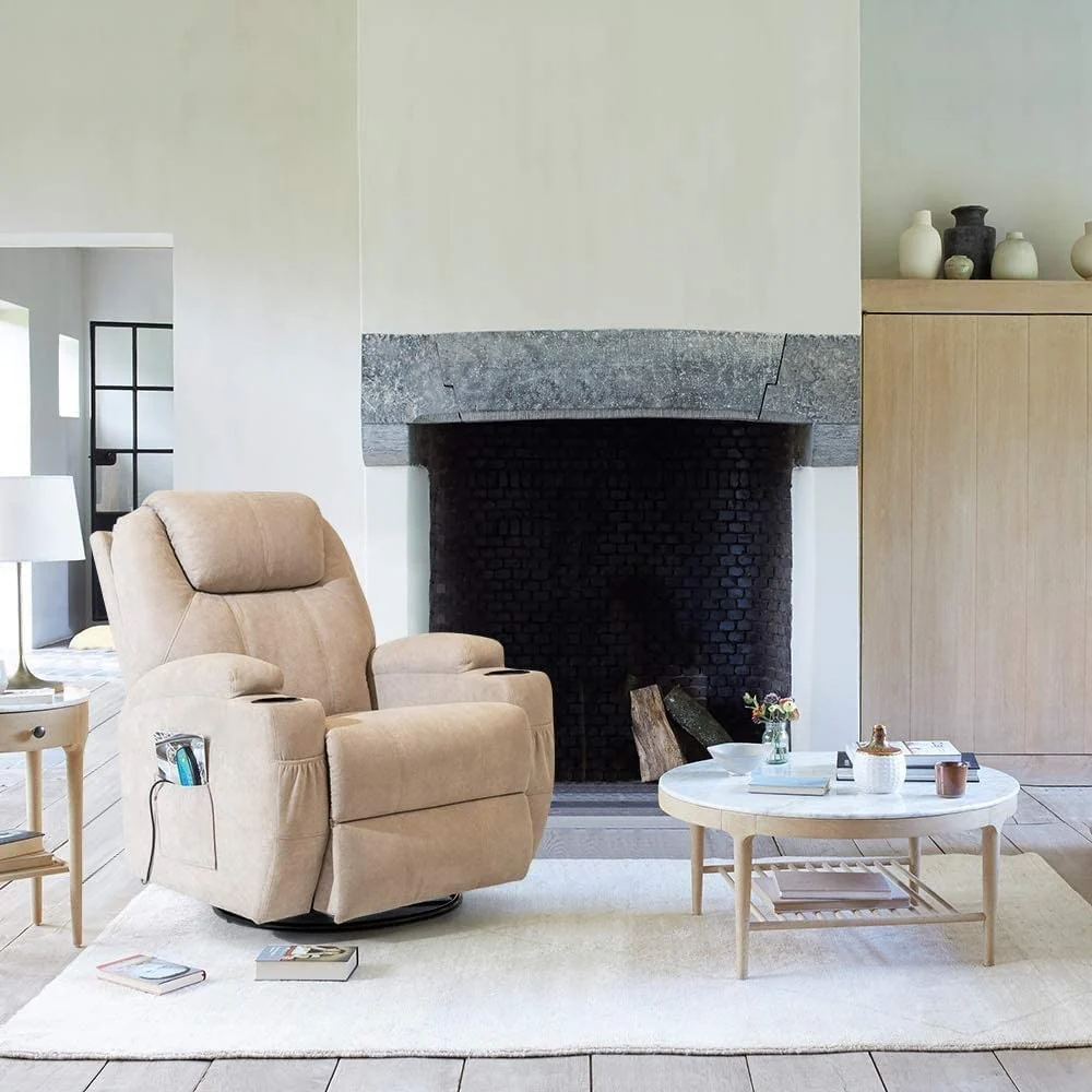 Furniwell Rotary Massage Heated Function Recliner Fabric Whirl