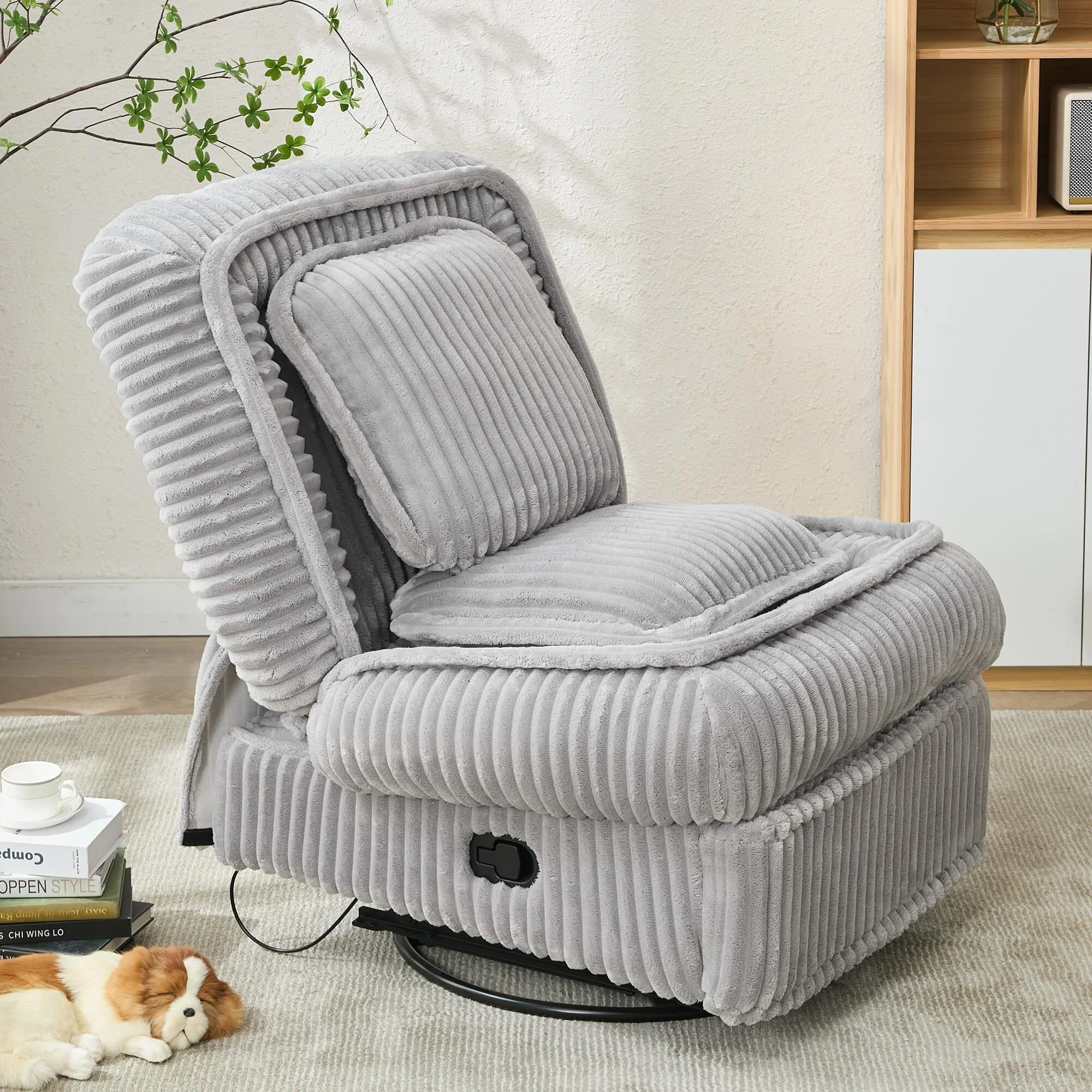 360�� Swivel Rocking Single Sofa,Recliner Sofa, Manual Glider Rocking Armless Chair,Living Room Office