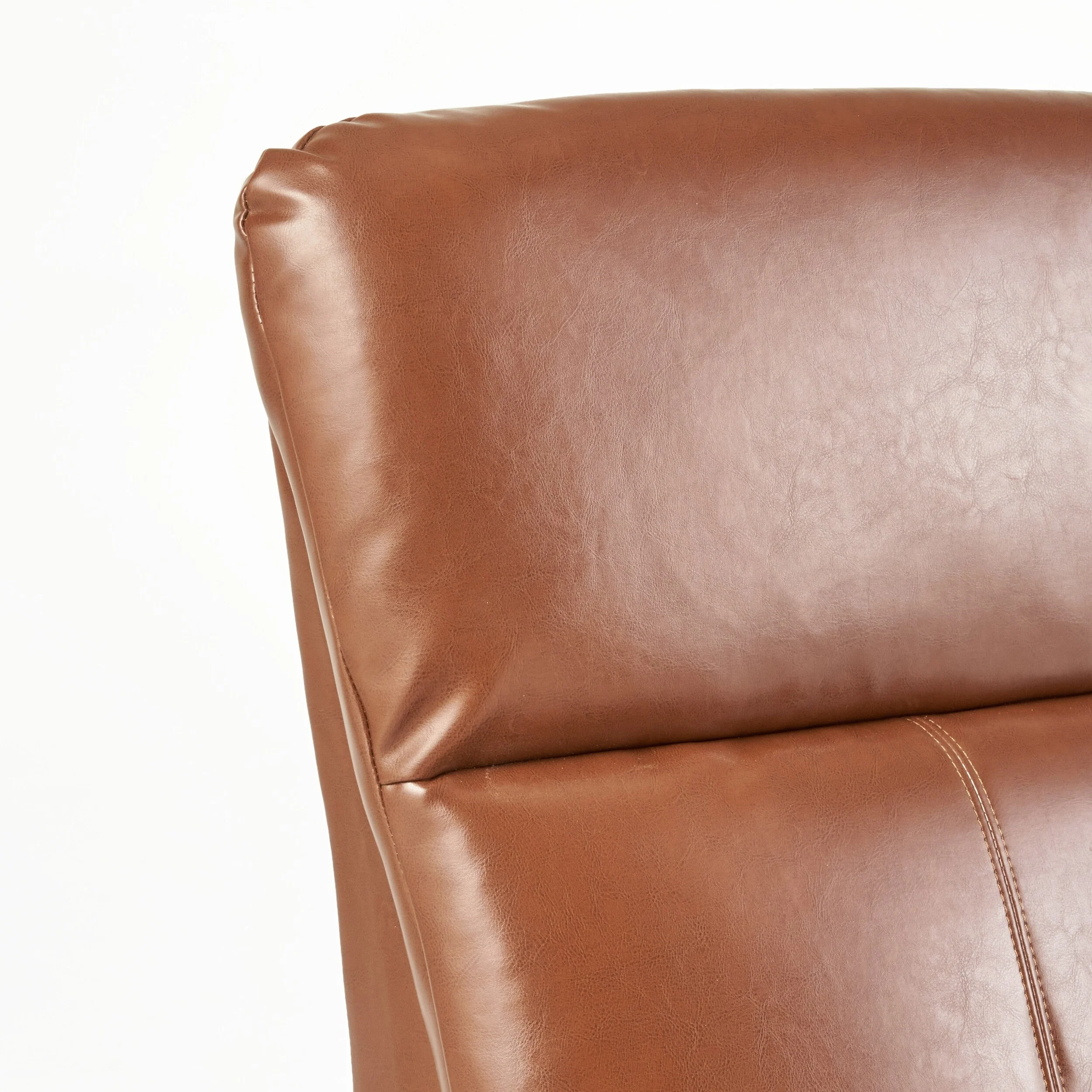 Roomfitters 33.5 Wide Faux Leather Push Back Standard Recliner, Brown