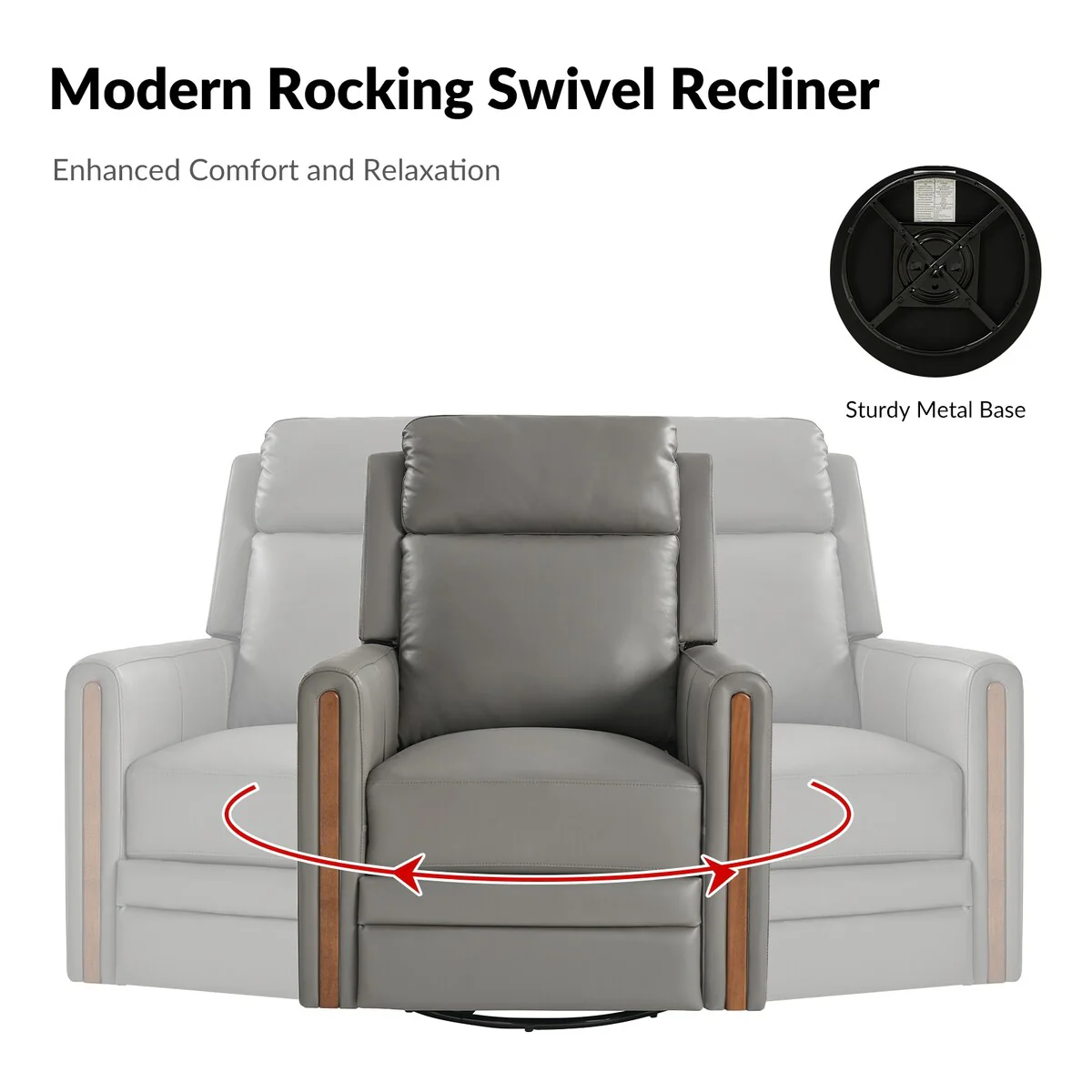 Jaime Modern Genuine Leather Rocking Swivel Power Recliner with Adjustable Headrest and Footrest by HULALA HOME