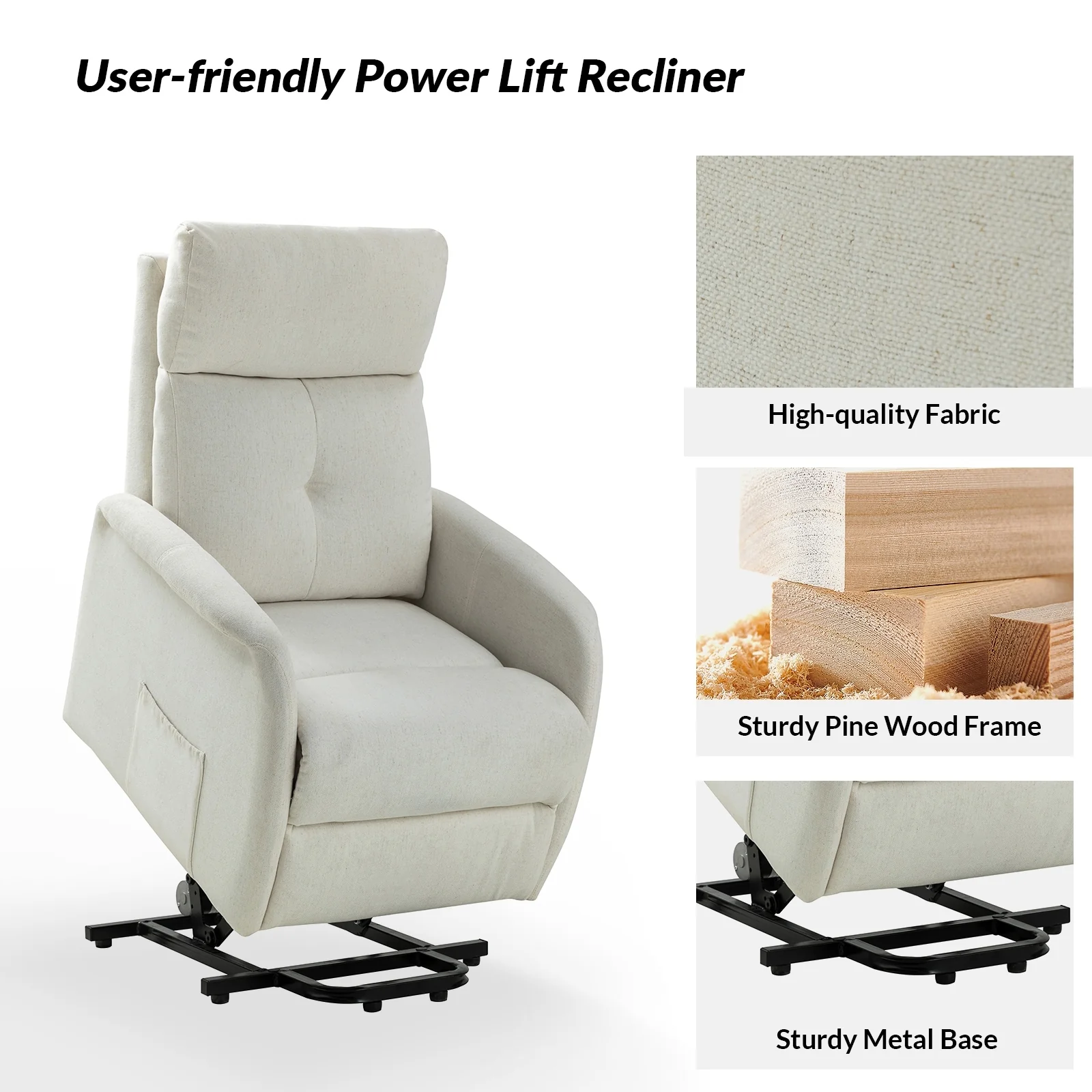 Elisa Power Remote Lift Assist Recliner with Metal Base