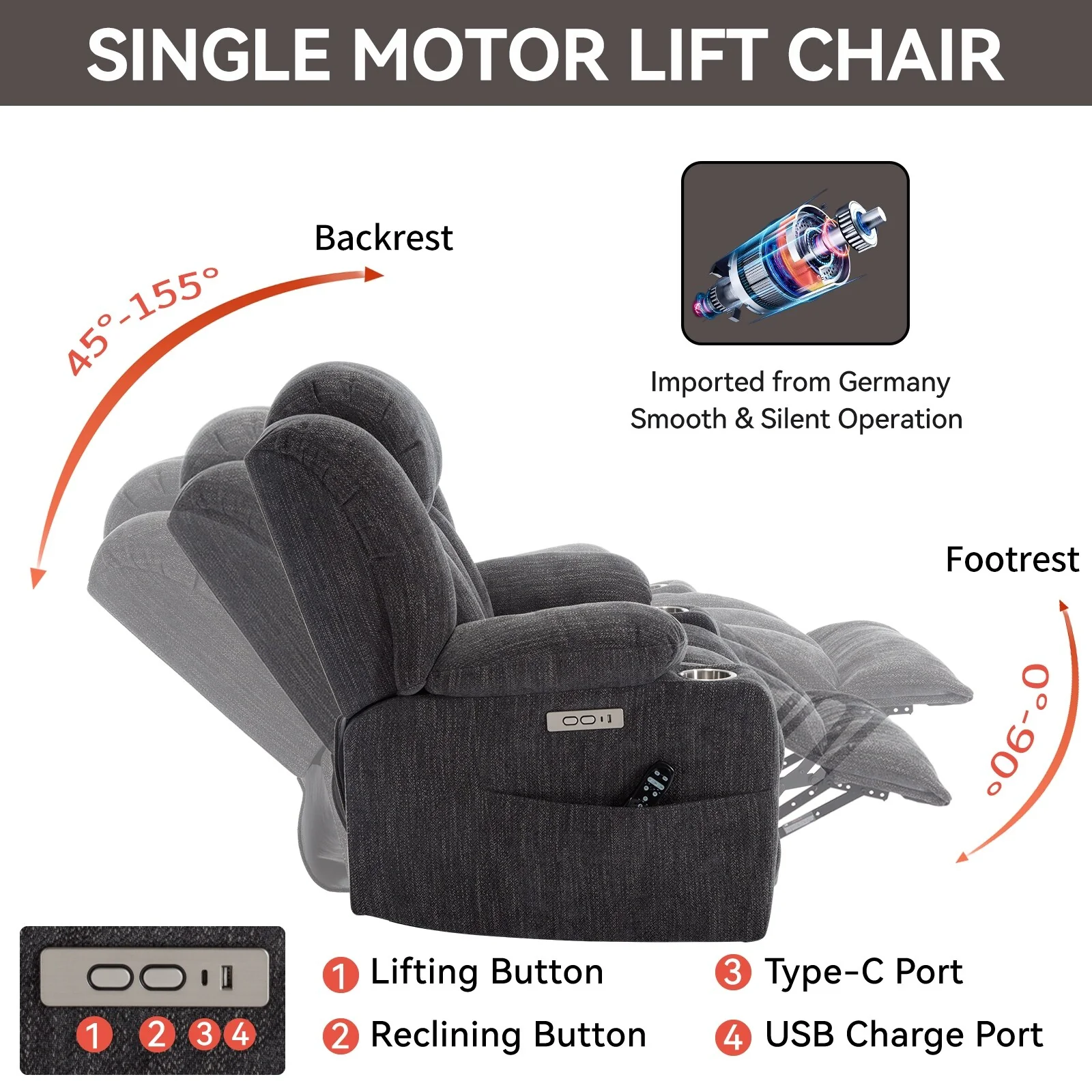 Chenille Power Lift Recliner Chair