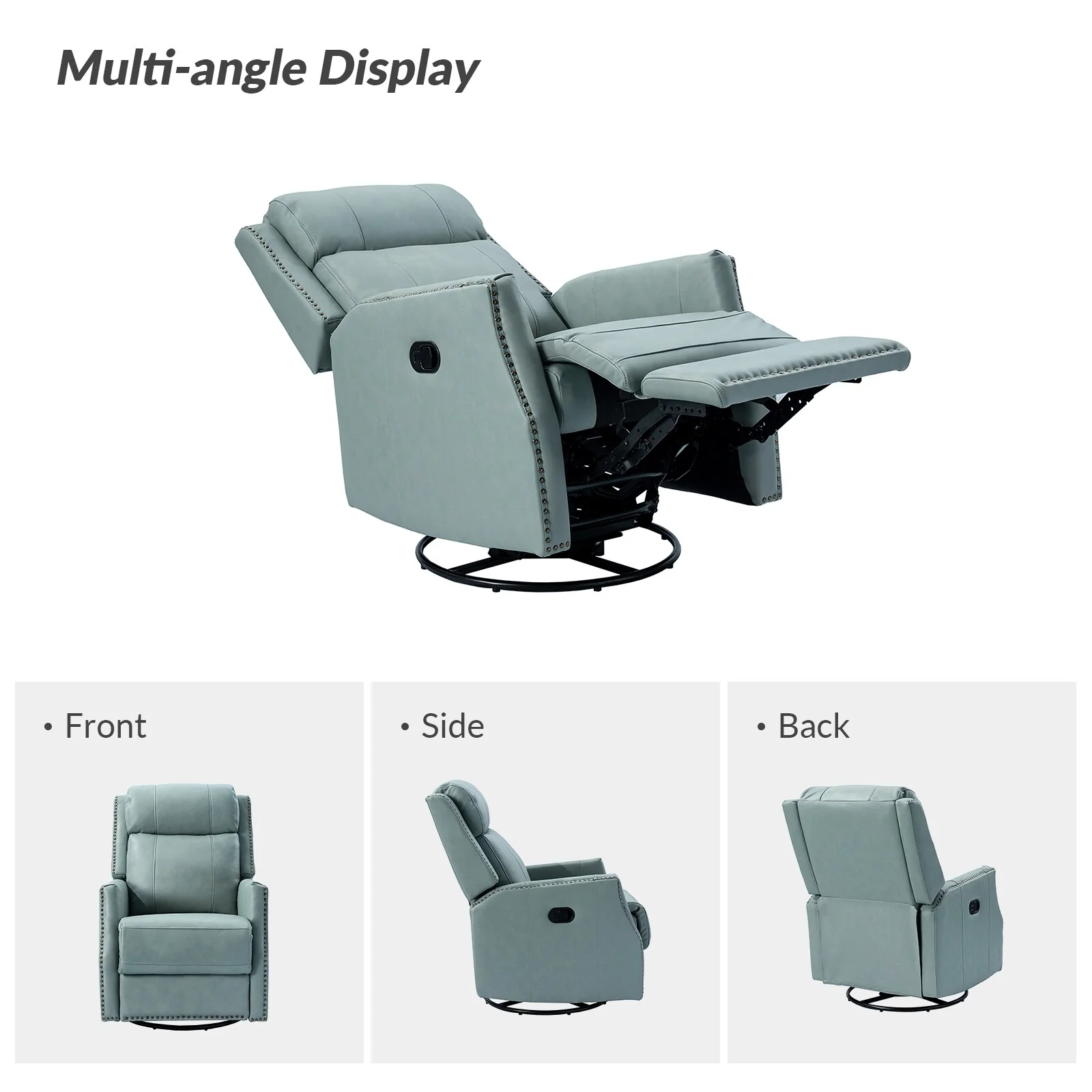 Demeter modern Genuine Leather Swivel Nursery Chair with Nailhead Trims Set of 2 by HULALA HOME